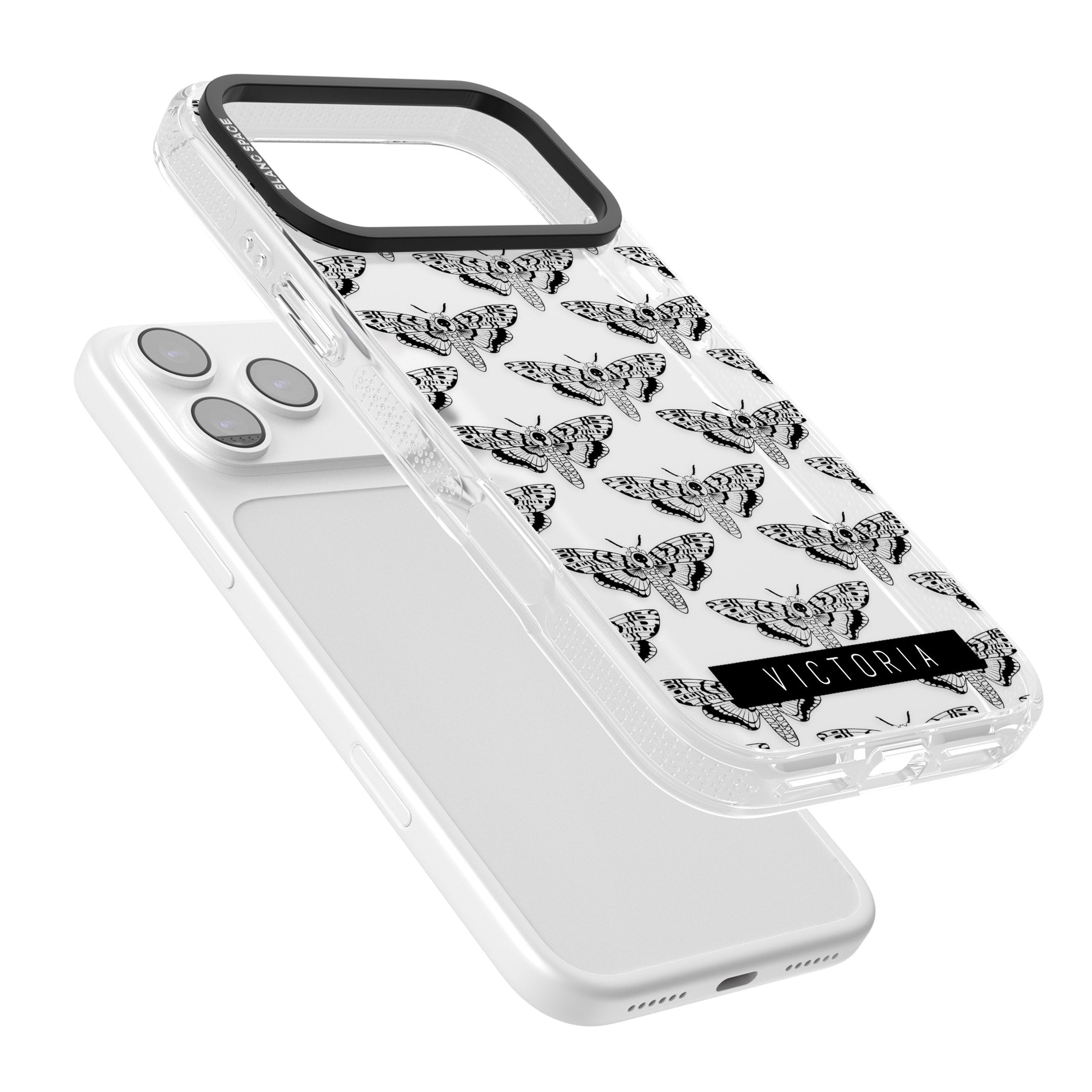 Personalised Hawk Moth Pattern iPhone 17 Pro Impact Air Clear Phone Case Colours