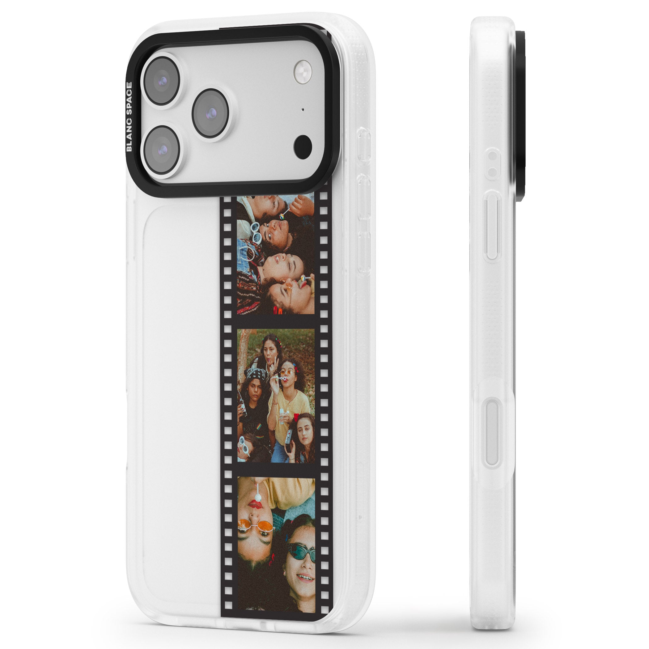 Personalised Photo Film Strip iPhone 17 Pro Impact Air Clear Phone Case Side Profile