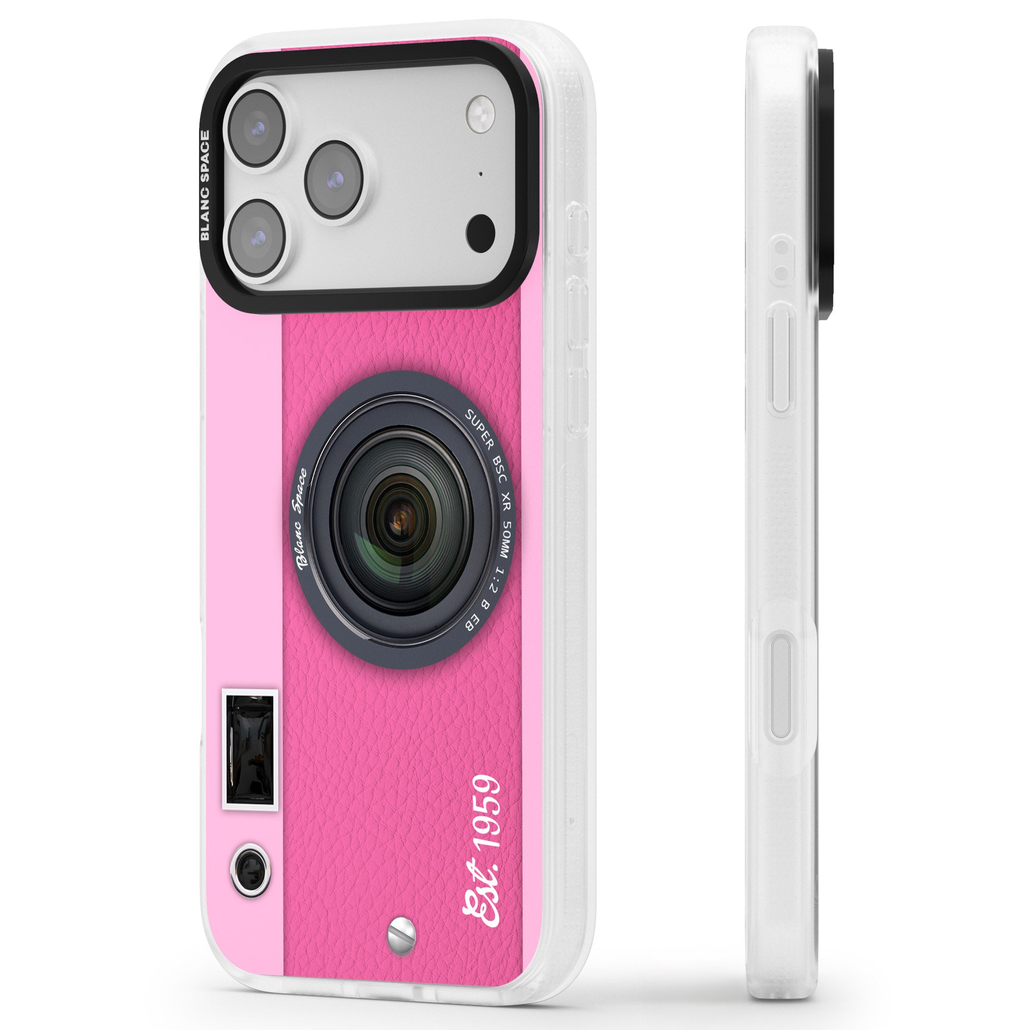 Personalised Pink Dream Camera iPhone 17 Pro Impact Air Clear Phone Case Side Profile