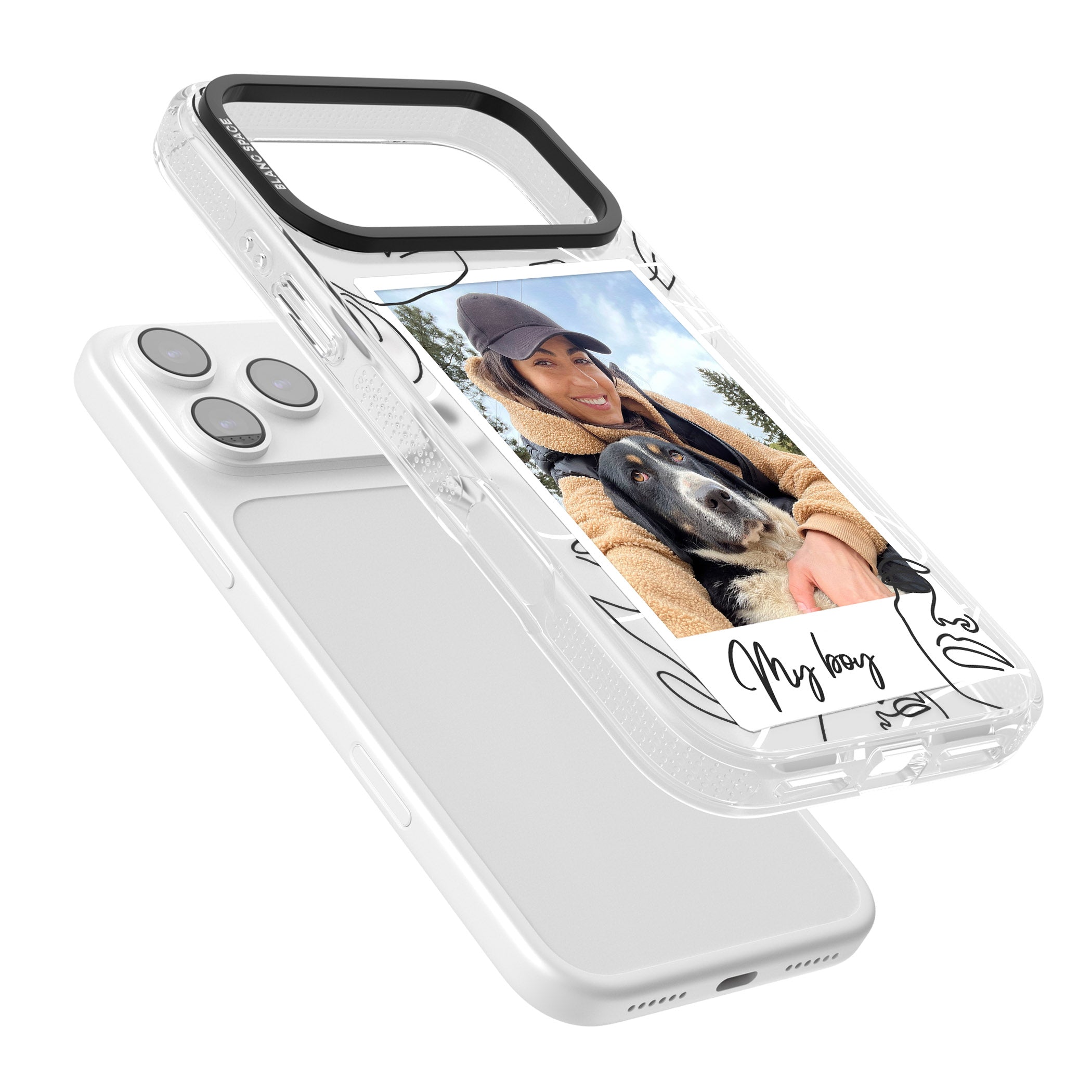 Personalised Abstract Faces Instant Photo iPhone 17 Pro Impact Air Clear Phone Case Colours