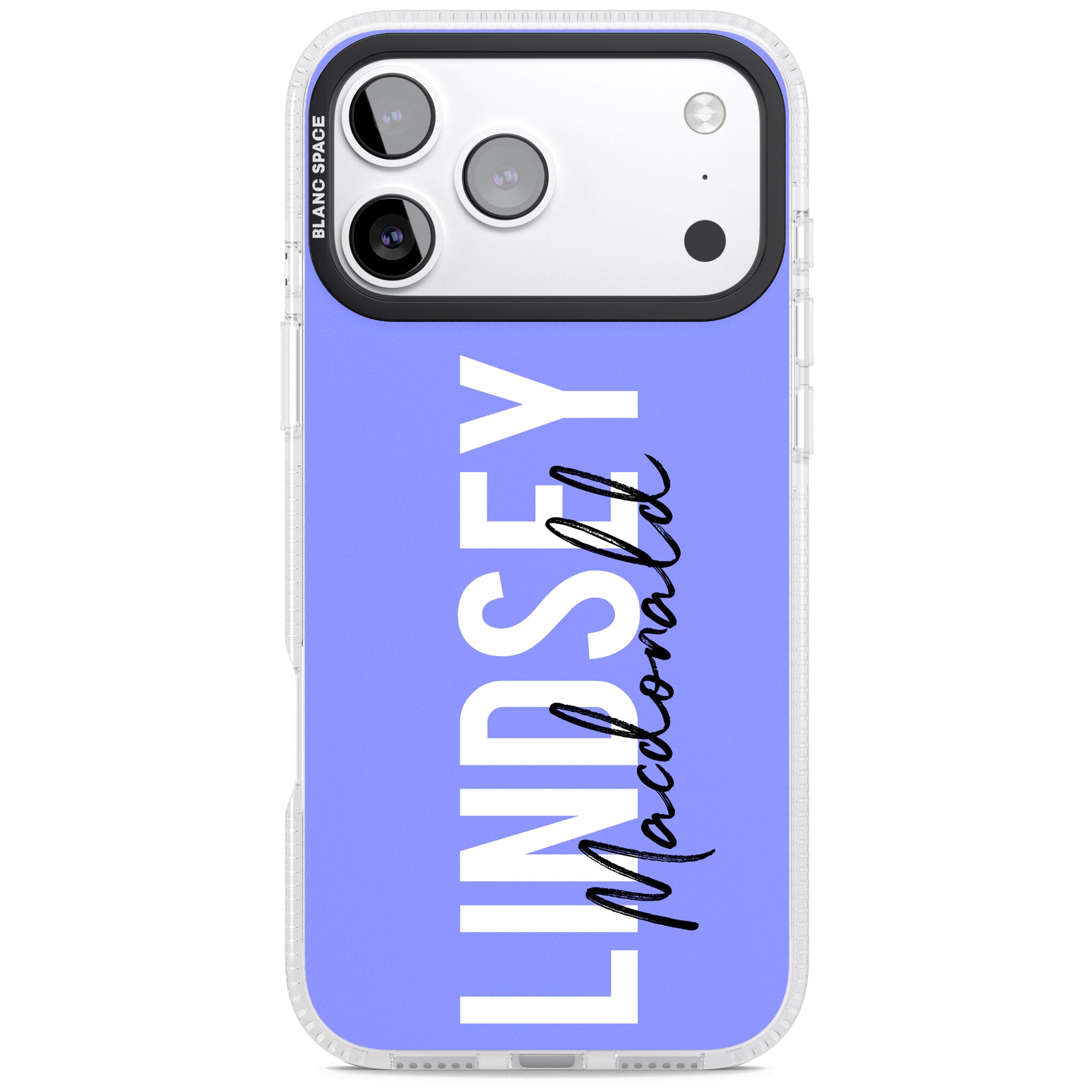 Personalised Bold Name: Purple iPhone 17 Pro Impact Air Clear Phone Case