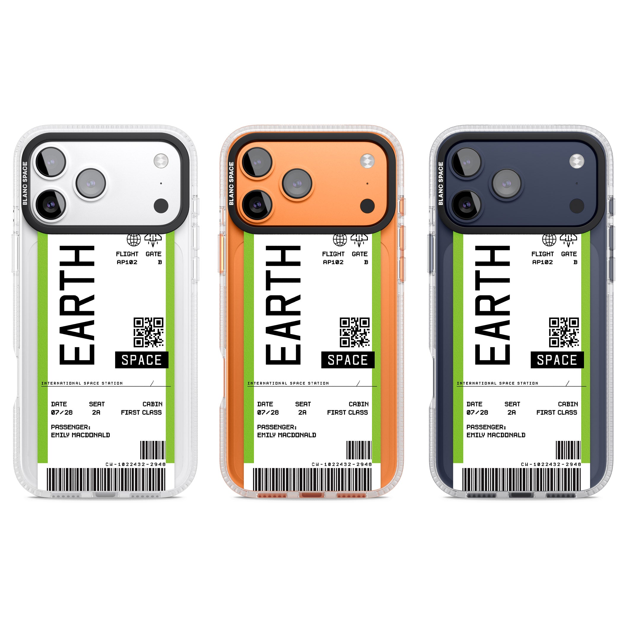 Personalised Earth Travel Ticket iPhone 17 Pro Impact Air Clear Phone Case APT Impact Protection