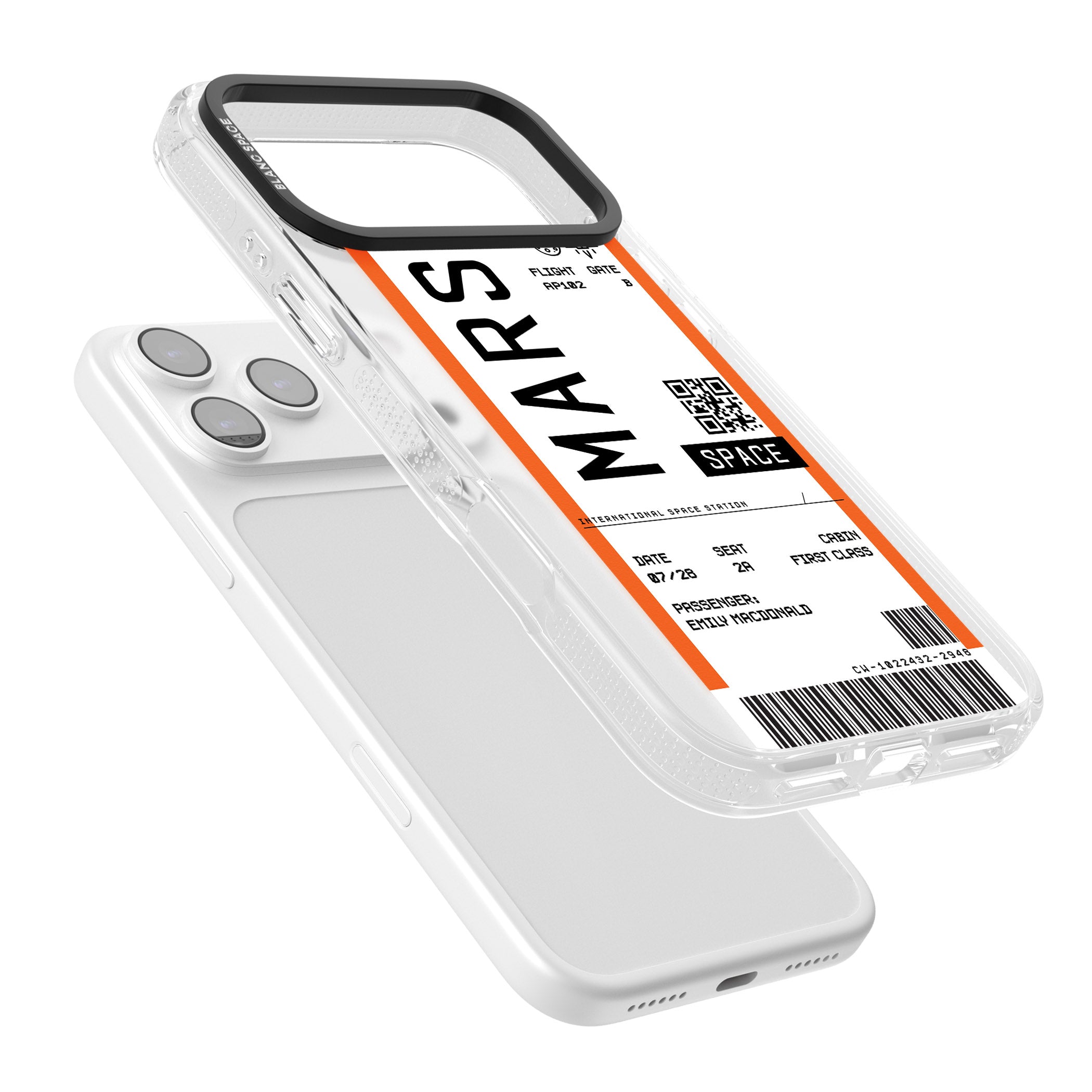Personalised Mars Travel Ticket iPhone 17 Pro Impact Air Clear Phone Case Colours