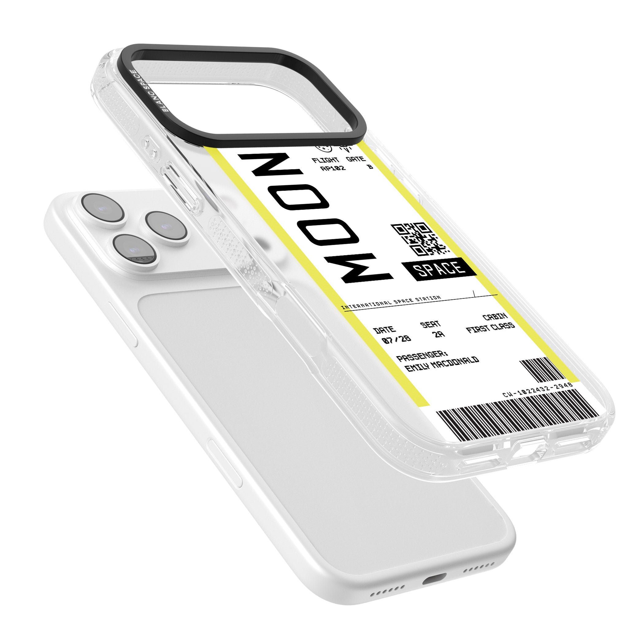 Personalised Moon Travel Ticket iPhone 17 Pro Impact Air Clear Phone Case Colours