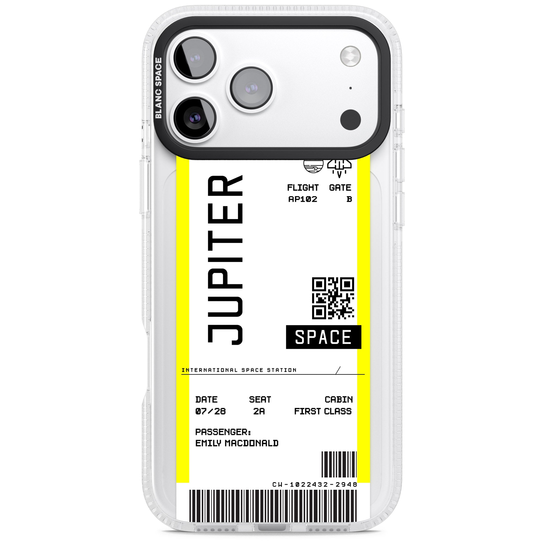 Personalised Jupiter Travel Ticket iPhone 17 Pro Impact Air Clear Phone Case