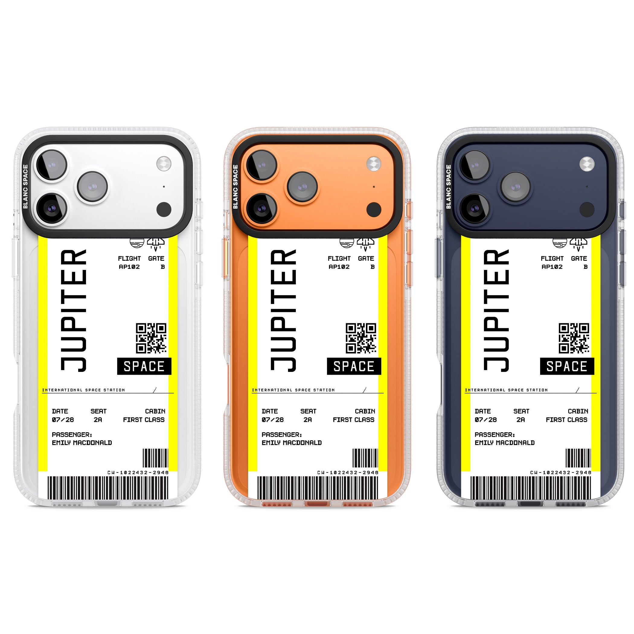 Personalised Jupiter Travel Ticket iPhone 17 Pro Impact Air Clear Phone Case APT Impact Protection