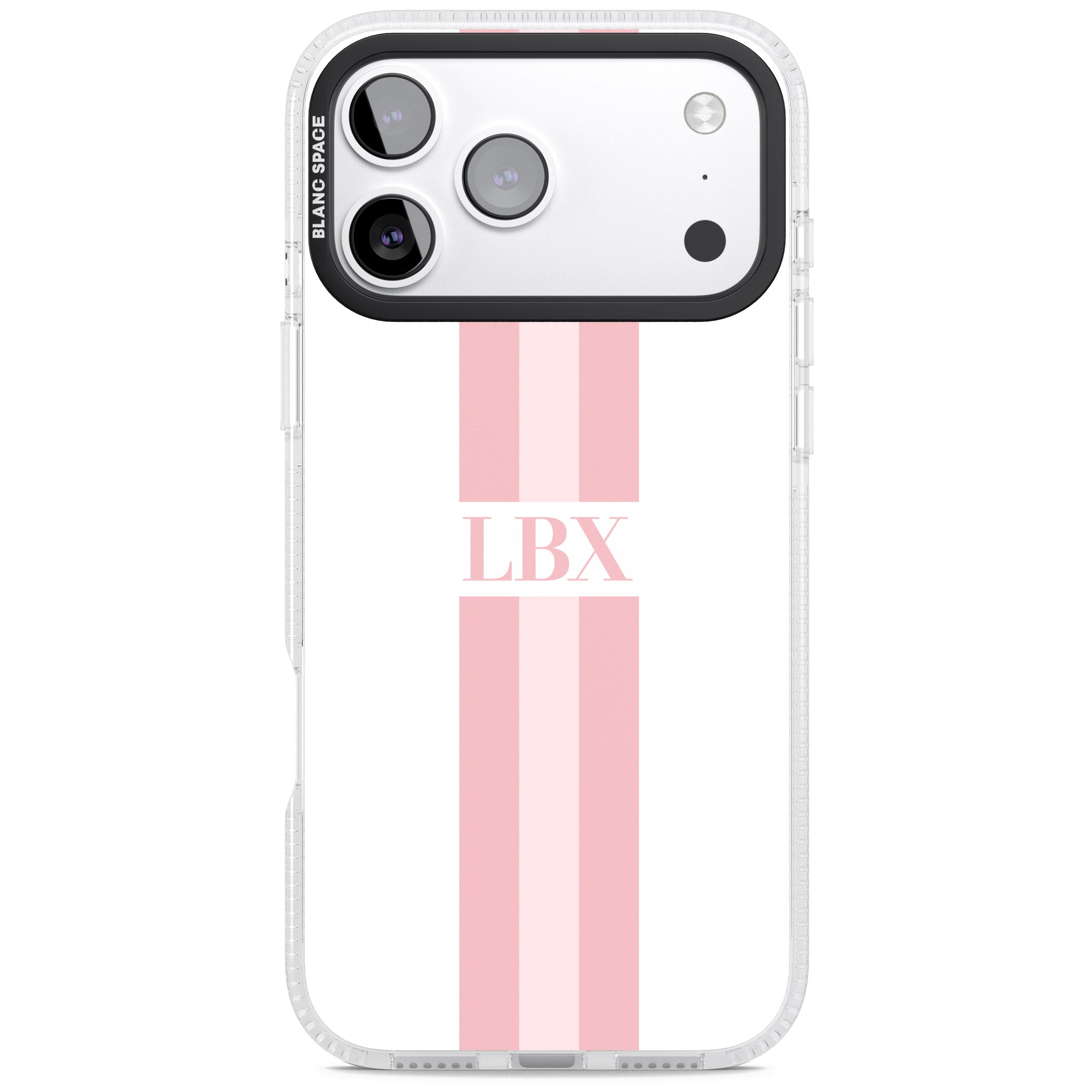 Personalised Minimal Pink Stripe iPhone 17 Pro Max Impact Air Clear Phone Case