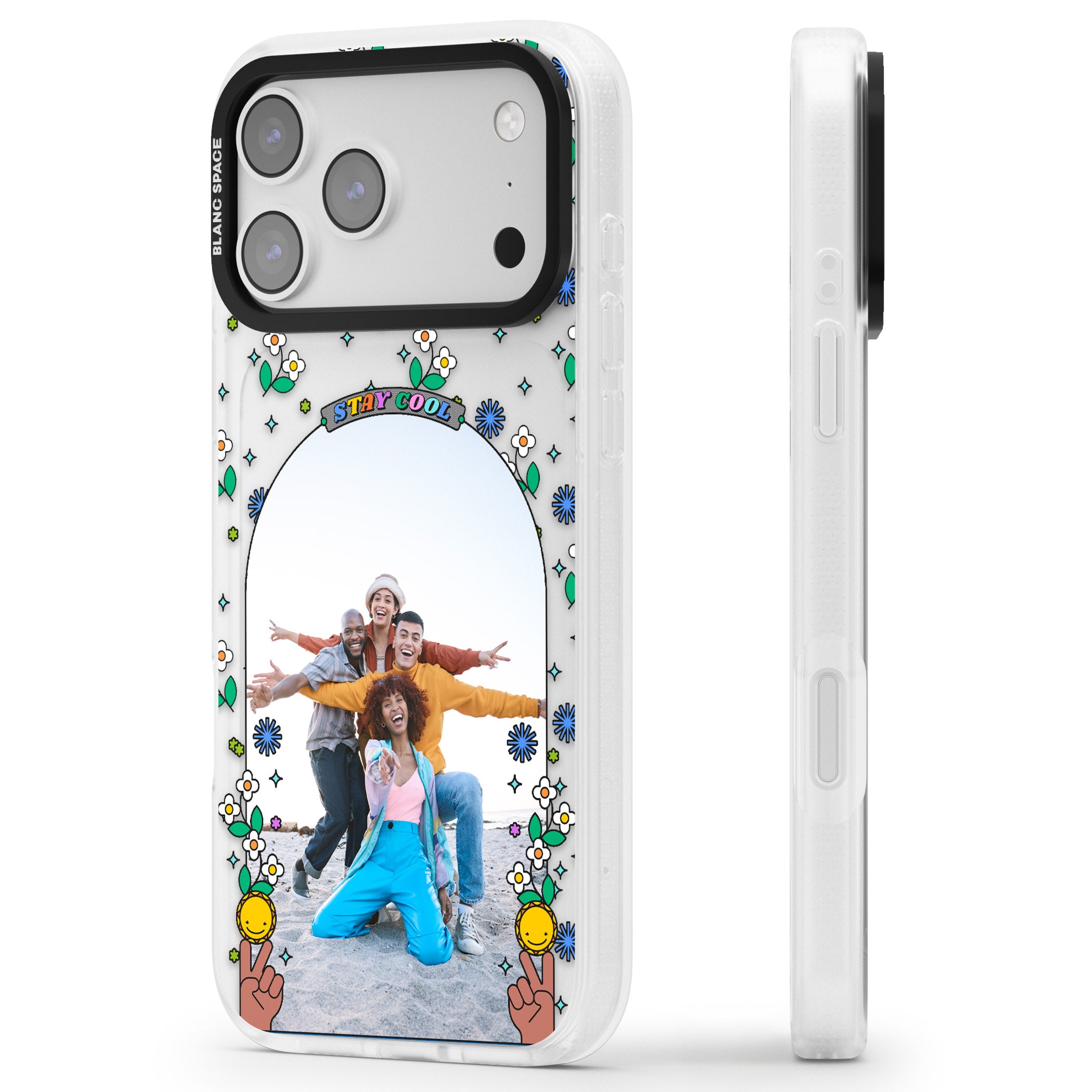 Personalised Summer Photo Frame iPhone 17 Pro Impact Air Clear Phone Case Side Profile