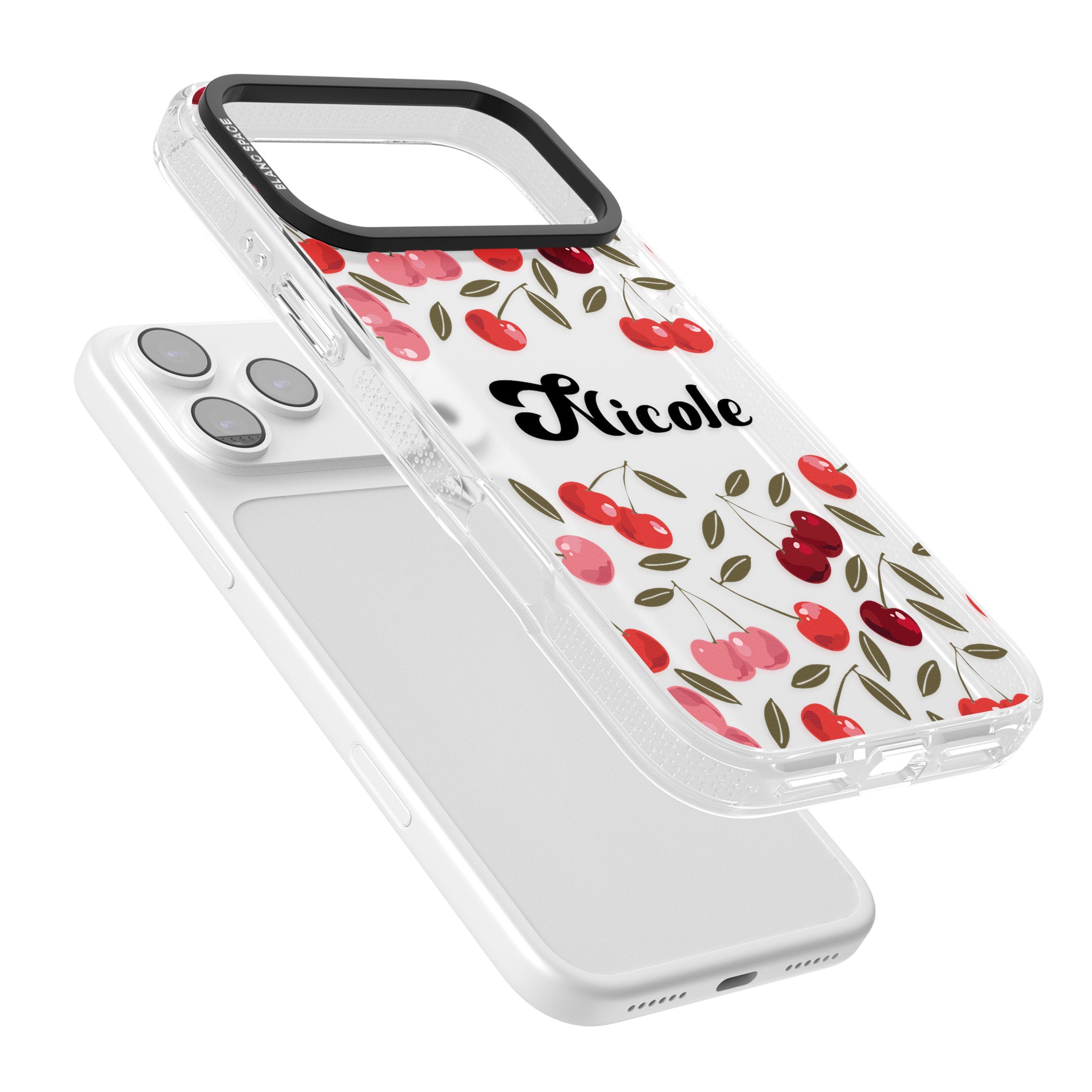 Personalised Cherry Pattern iPhone 17 Pro Impact Air Clear Phone Case Colours