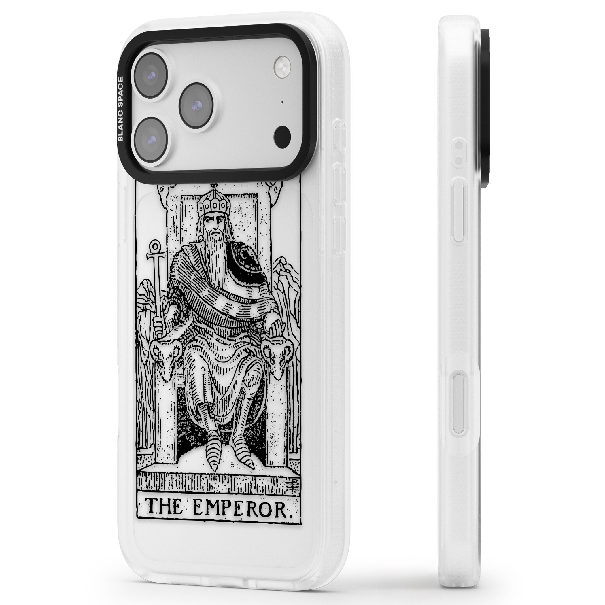 Personalised The Emperor Tarot iPhone 17 Pro Impact Air Clear Phone Case Side Profile