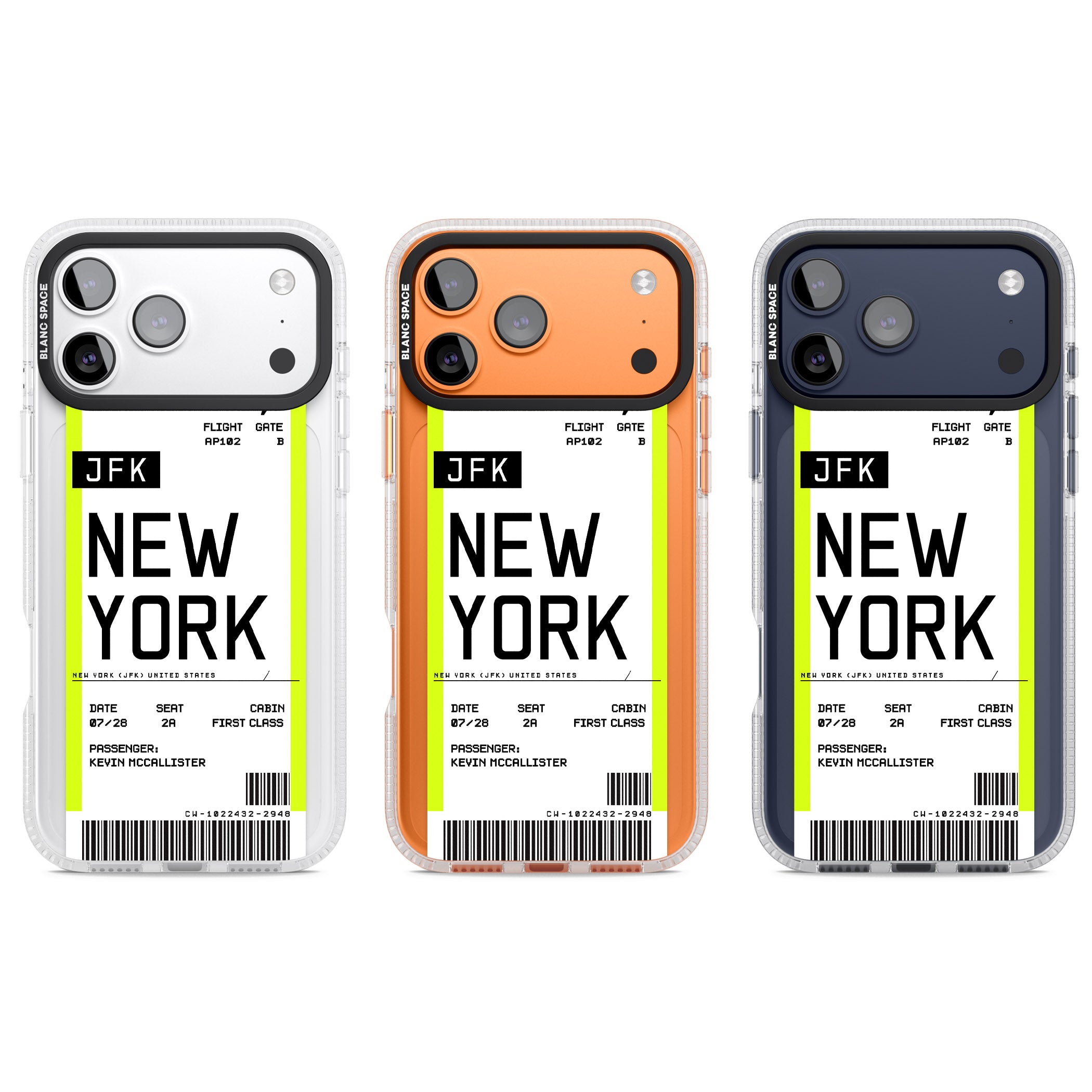 Personalised New York Boarding Pass iPhone 17 Pro Impact Air Clear Phone Case APT Impact Protection