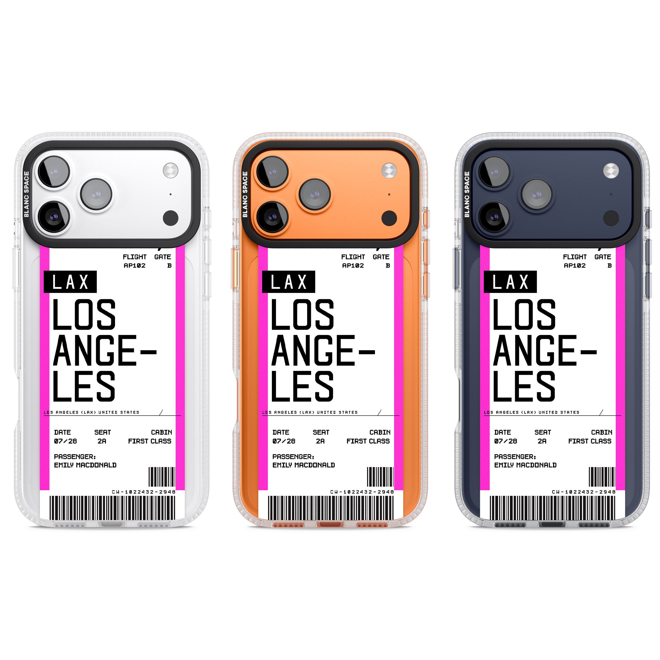 Personalised Los Angeles Boarding Pass iPhone 17 Pro Impact Air Clear Phone Case APT Impact Protection