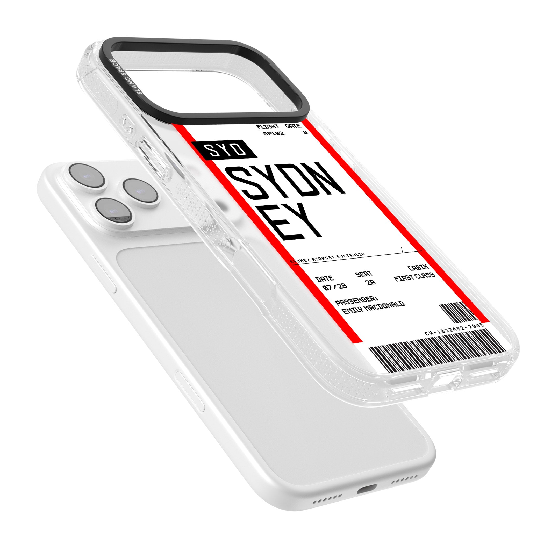 Personalised Sydney Boarding Pass iPhone 17 Pro Impact Air Clear Phone Case Colours