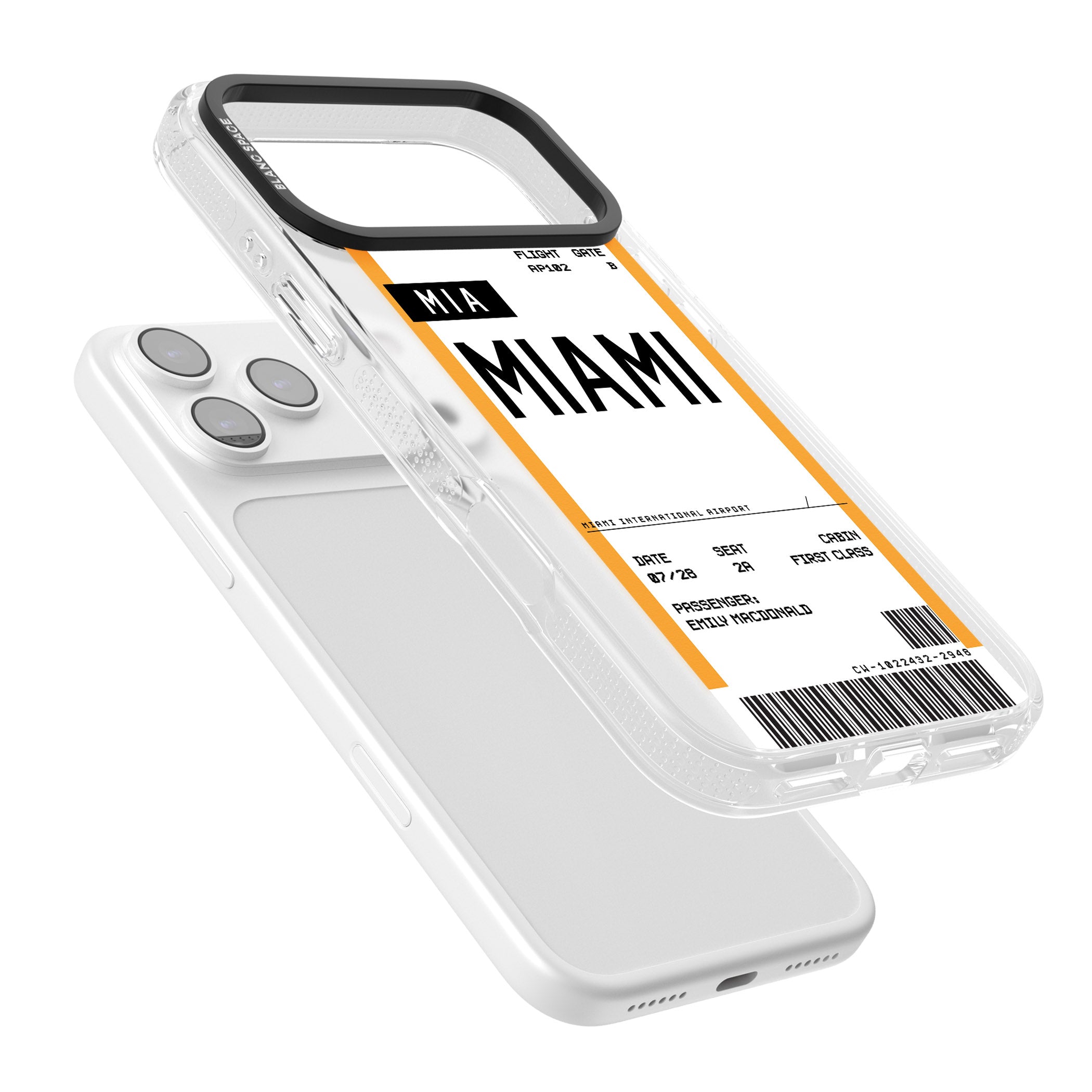 Personalised Miami Boarding Pass iPhone 17 Pro Max Impact Air Clear Phone Case Colours
