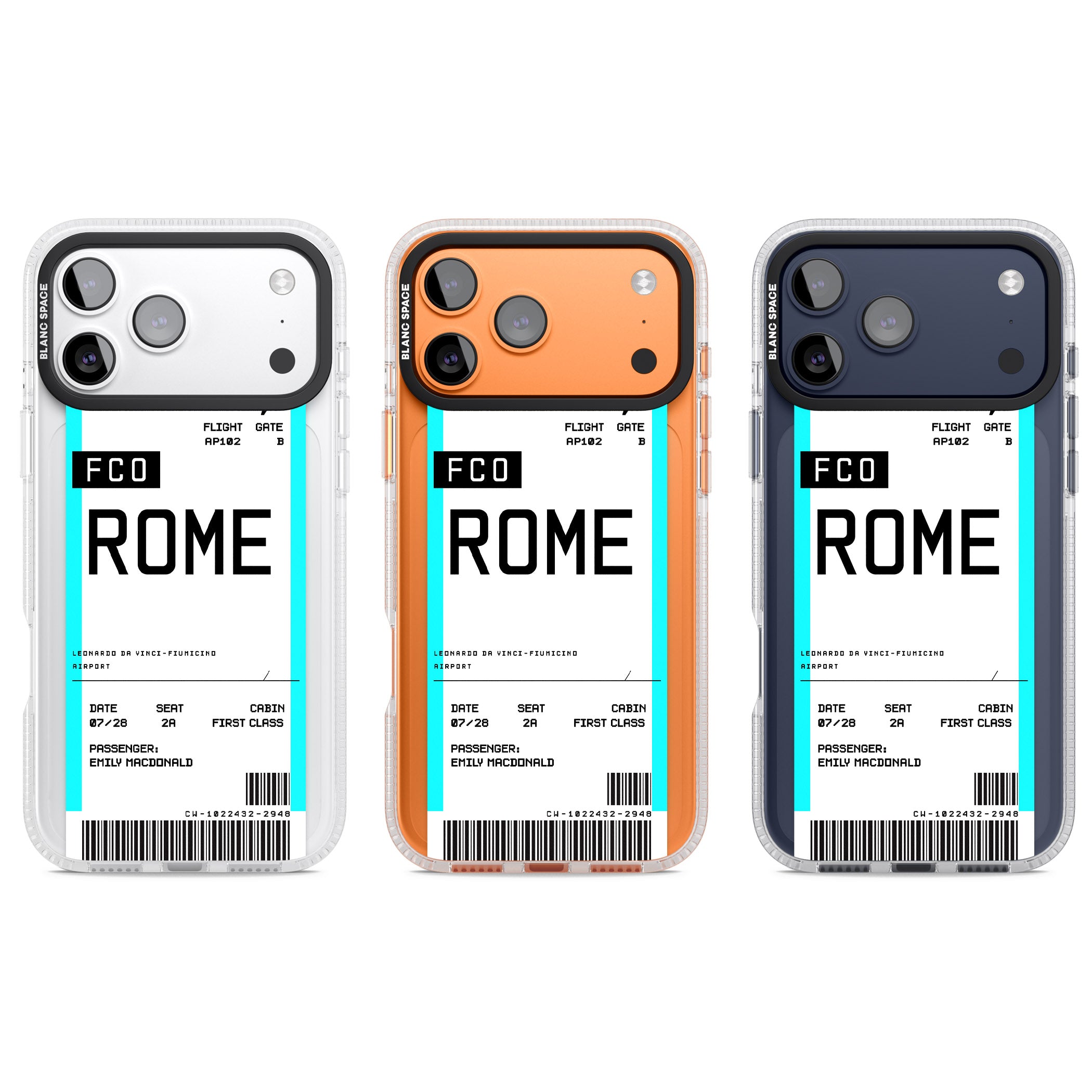 Personalised Rome Boarding Pass iPhone 17 Pro Impact Air Clear Phone Case APT Impact Protection
