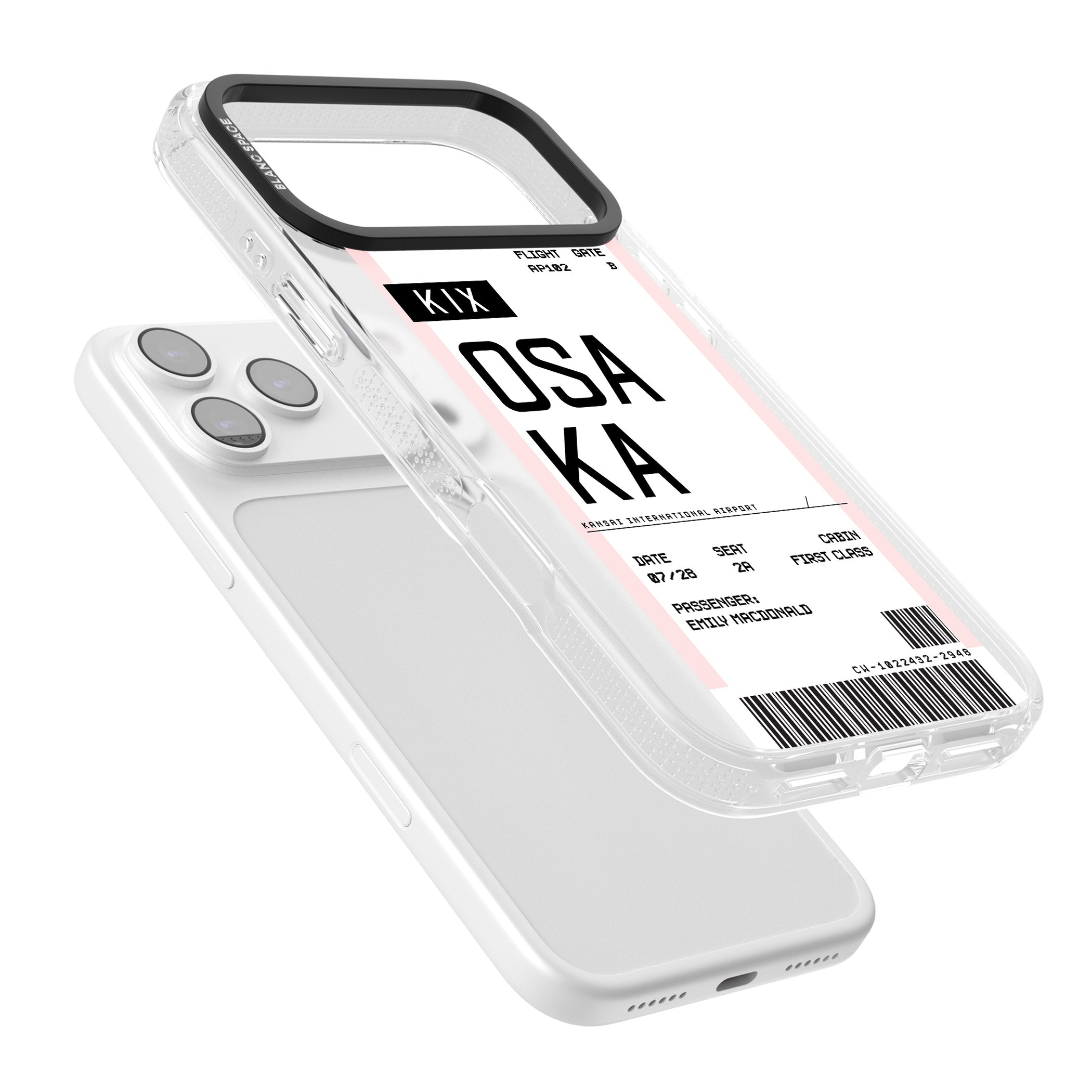 Personalised Osaka Boarding Pass iPhone 17 Pro Max Impact Air Clear Phone Case Colours