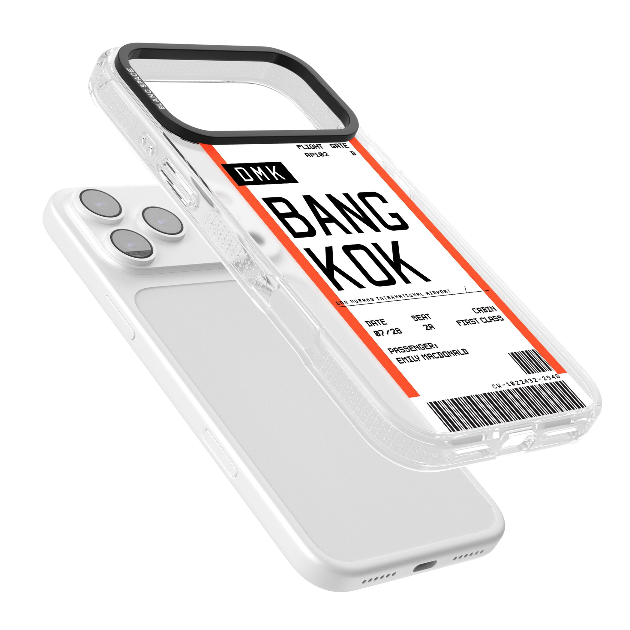 Personalised Bangkok Boarding Pass iPhone 17 Pro Impact Air Clear Phone Case Colours