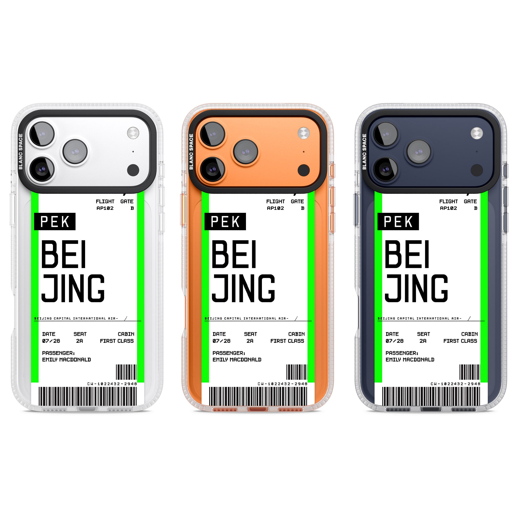 Personalised Beijing Boarding Pass iPhone 17 Pro Impact Air Clear Phone Case APT Impact Protection