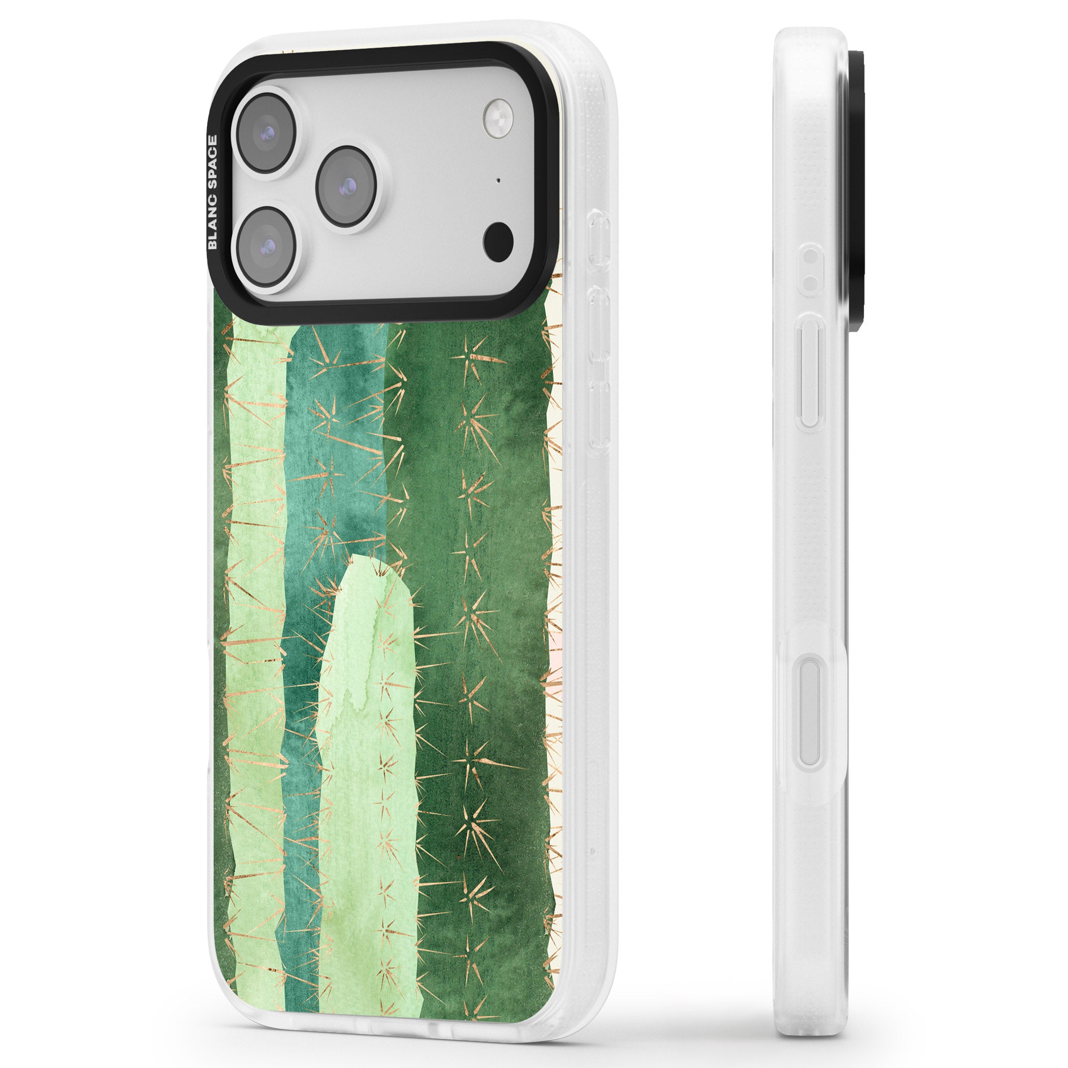 Large Cacti iPhone 17 Pro Impact Air Clear Phone Case Side Profile