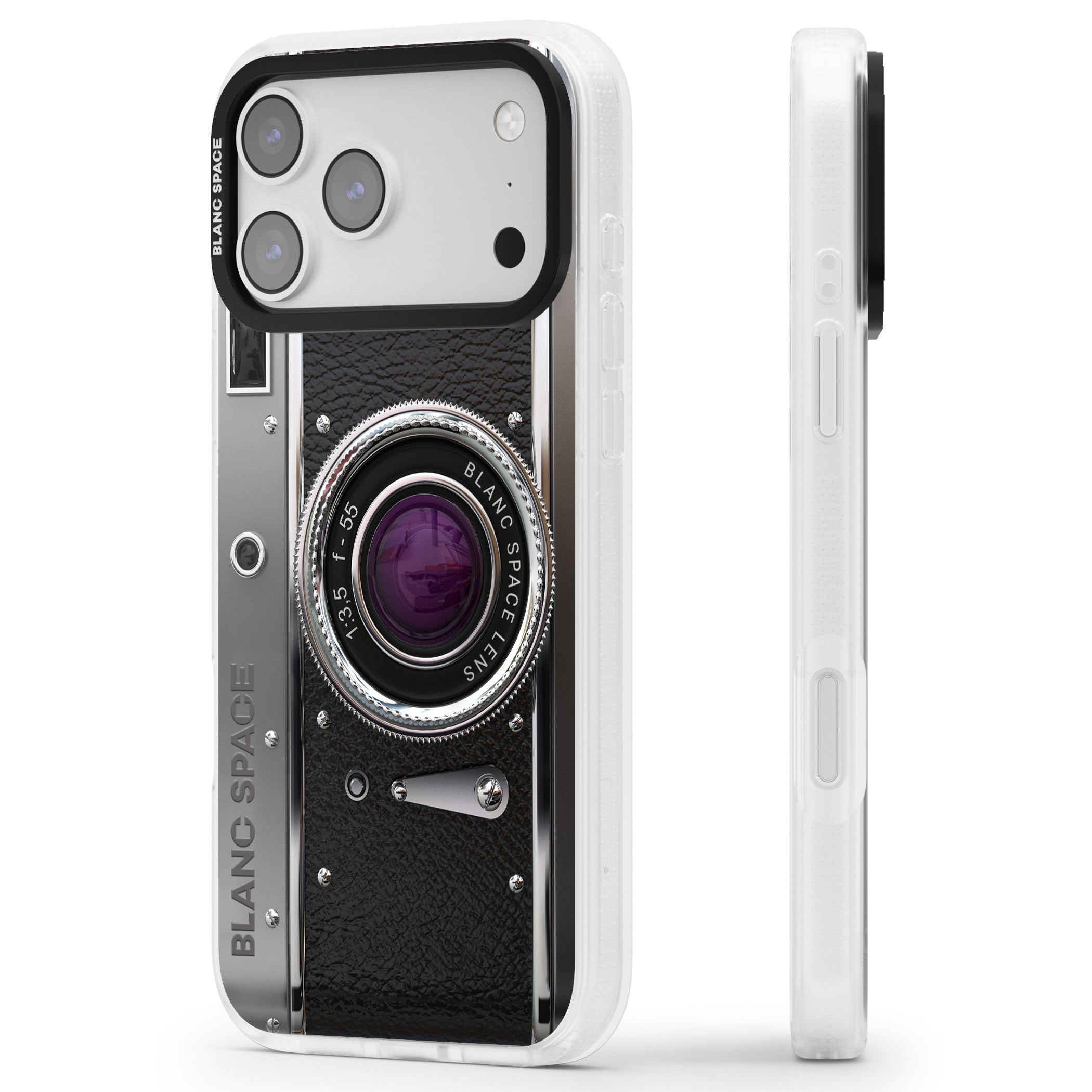 Vintage Retro Classic Camera iPhone 17 Pro Impact Air Clear Phone Case Side Profile