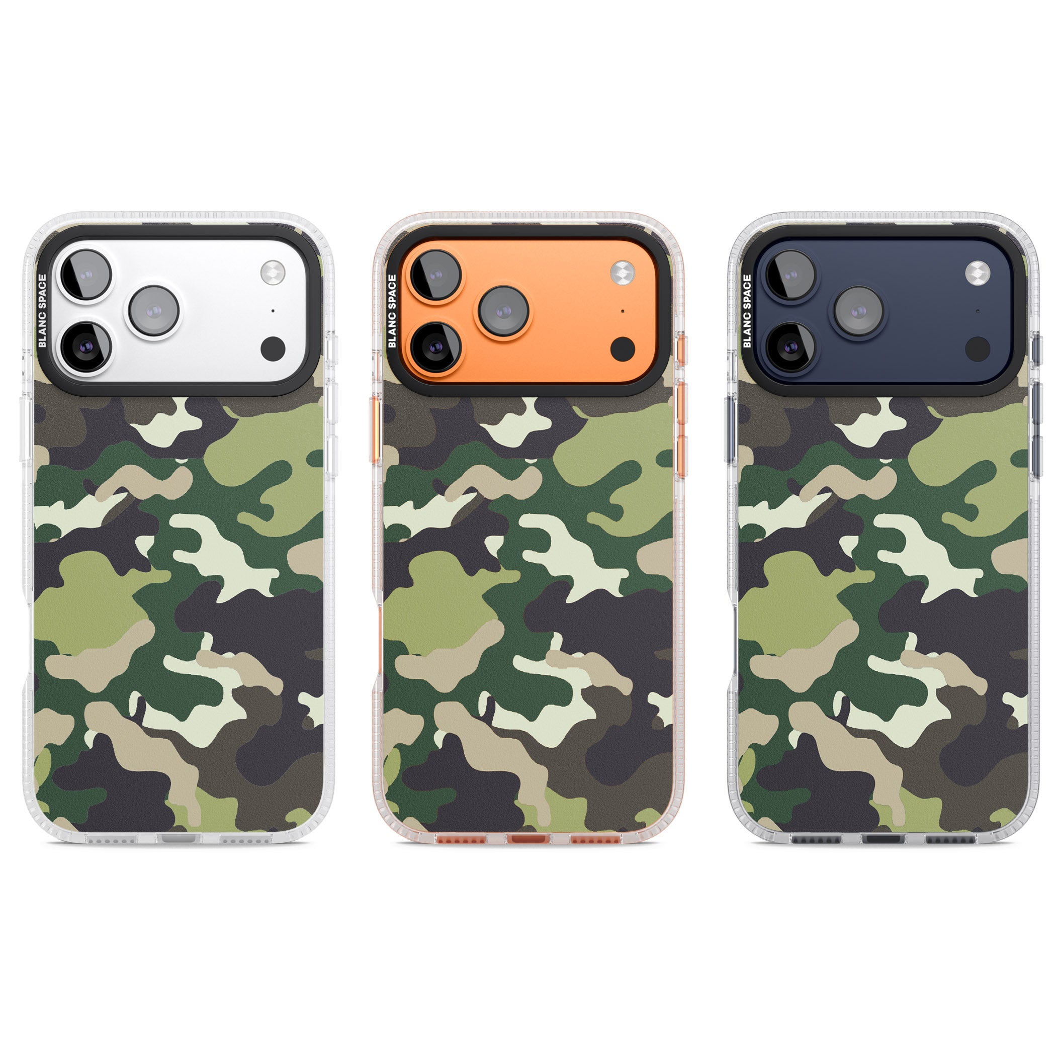 Green Camo iPhone 17 Pro Impact Air Clear Phone Case APT Impact Protection