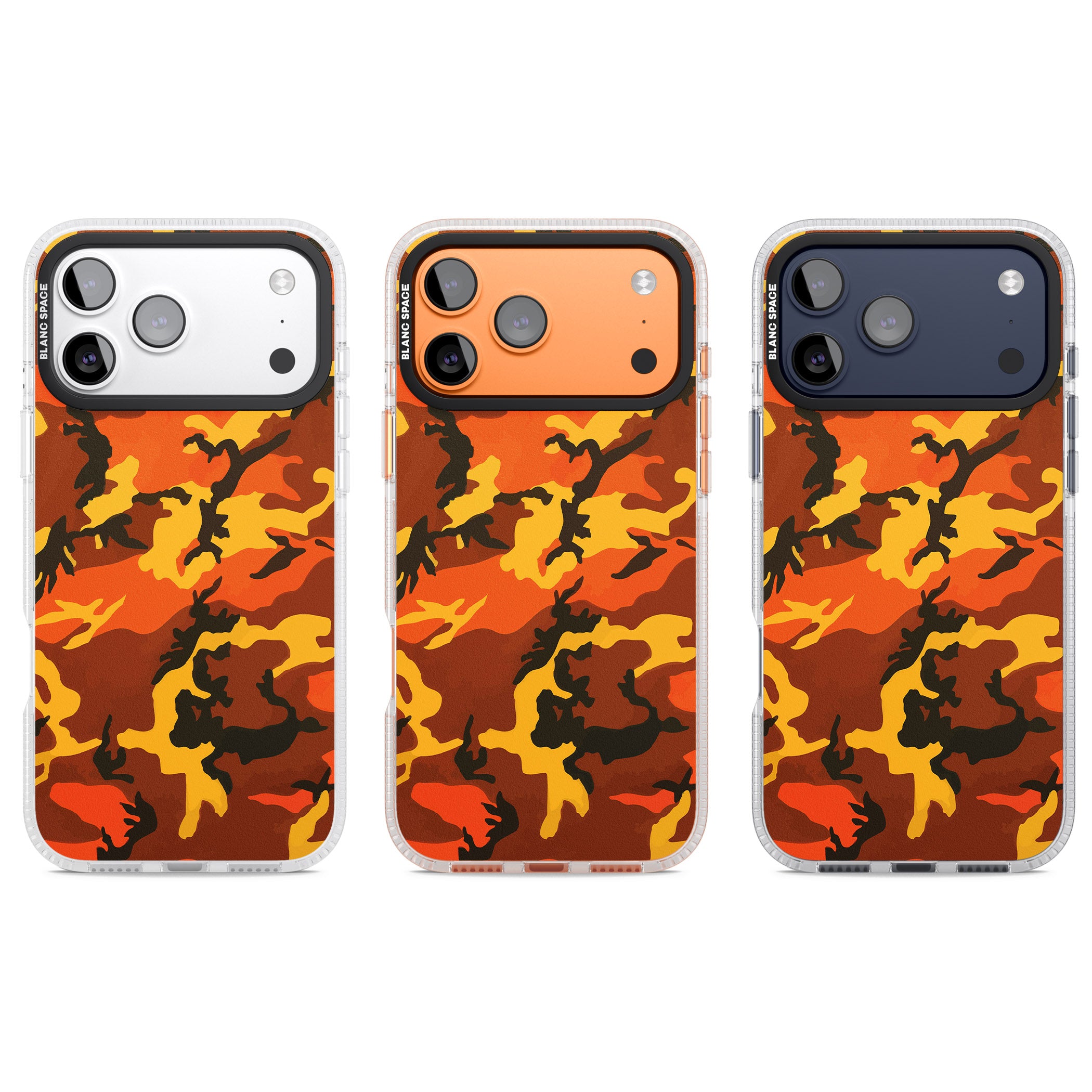 Orange Camo iPhone 17 Pro Impact Air Clear Phone Case APT Impact Protection