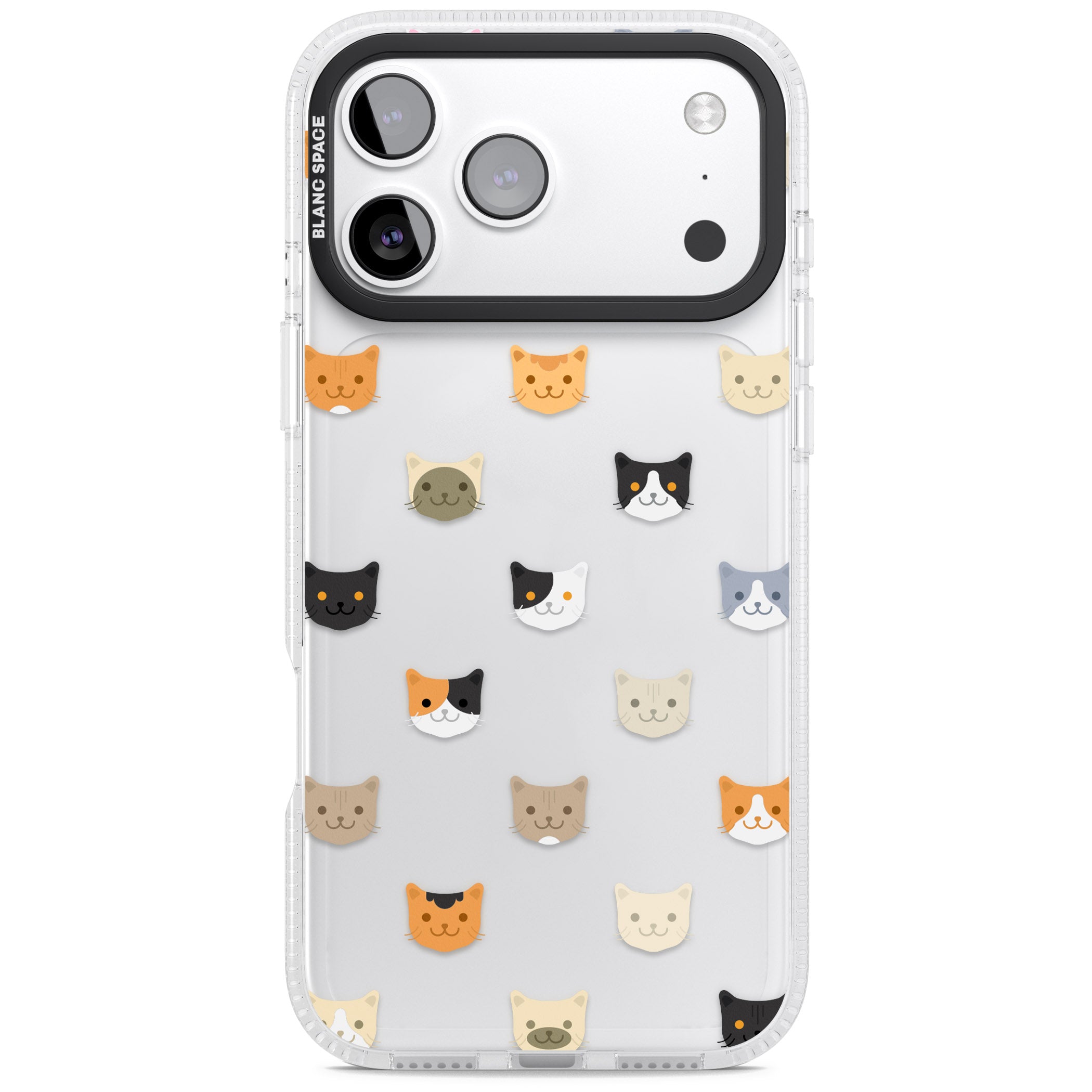 Cute Cat Face Transparent iPhone 17 Pro Impact Air Clear Phone Case