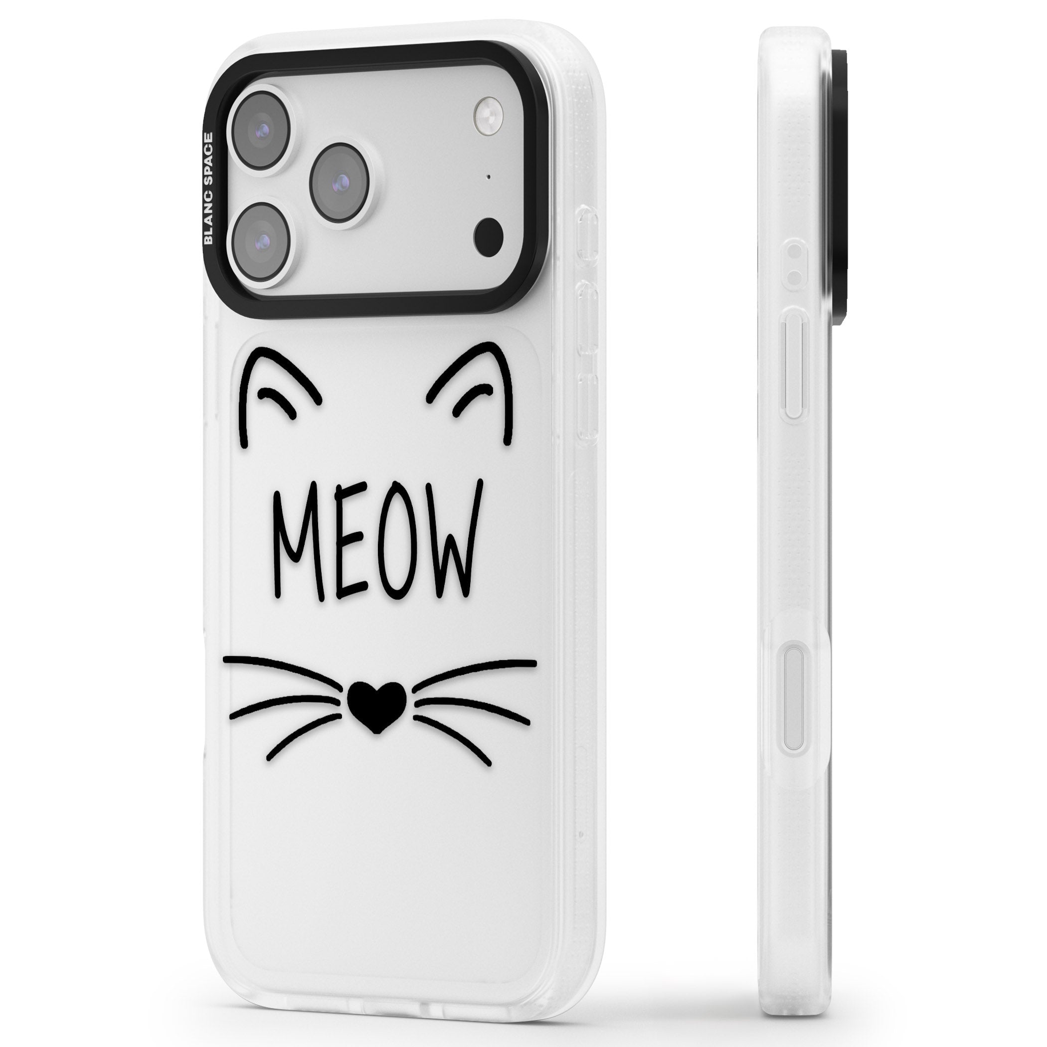 Cat Whiskers iPhone 17 Pro Impact Air Clear Phone Case Side Profile