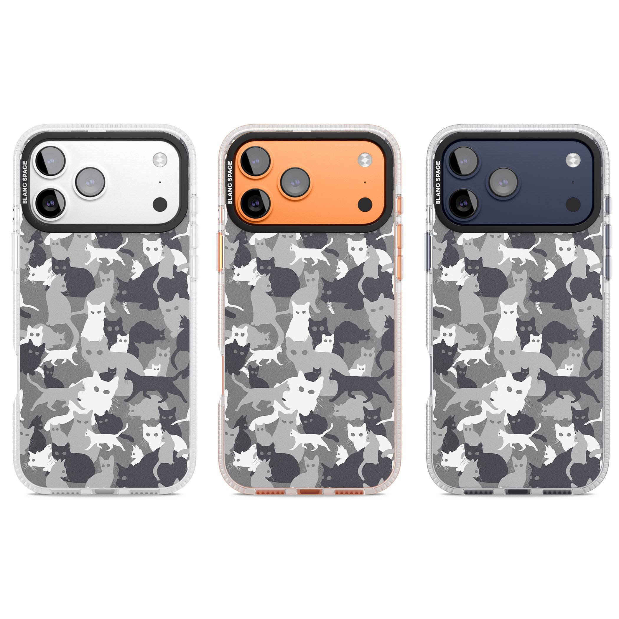 Dark Grey Cat Camouflage iPhone 17 Pro Impact Air Clear Phone Case APT Impact Protection