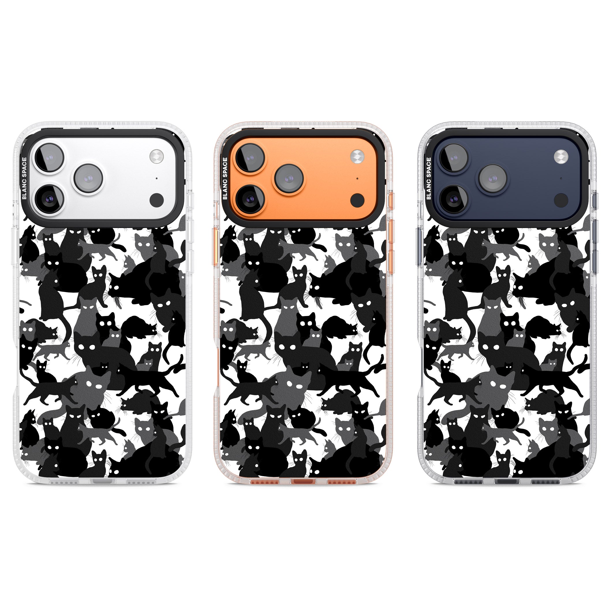 Black & White Cat Camouflage iPhone 17 Pro Impact Air Clear Phone Case APT Impact Protection