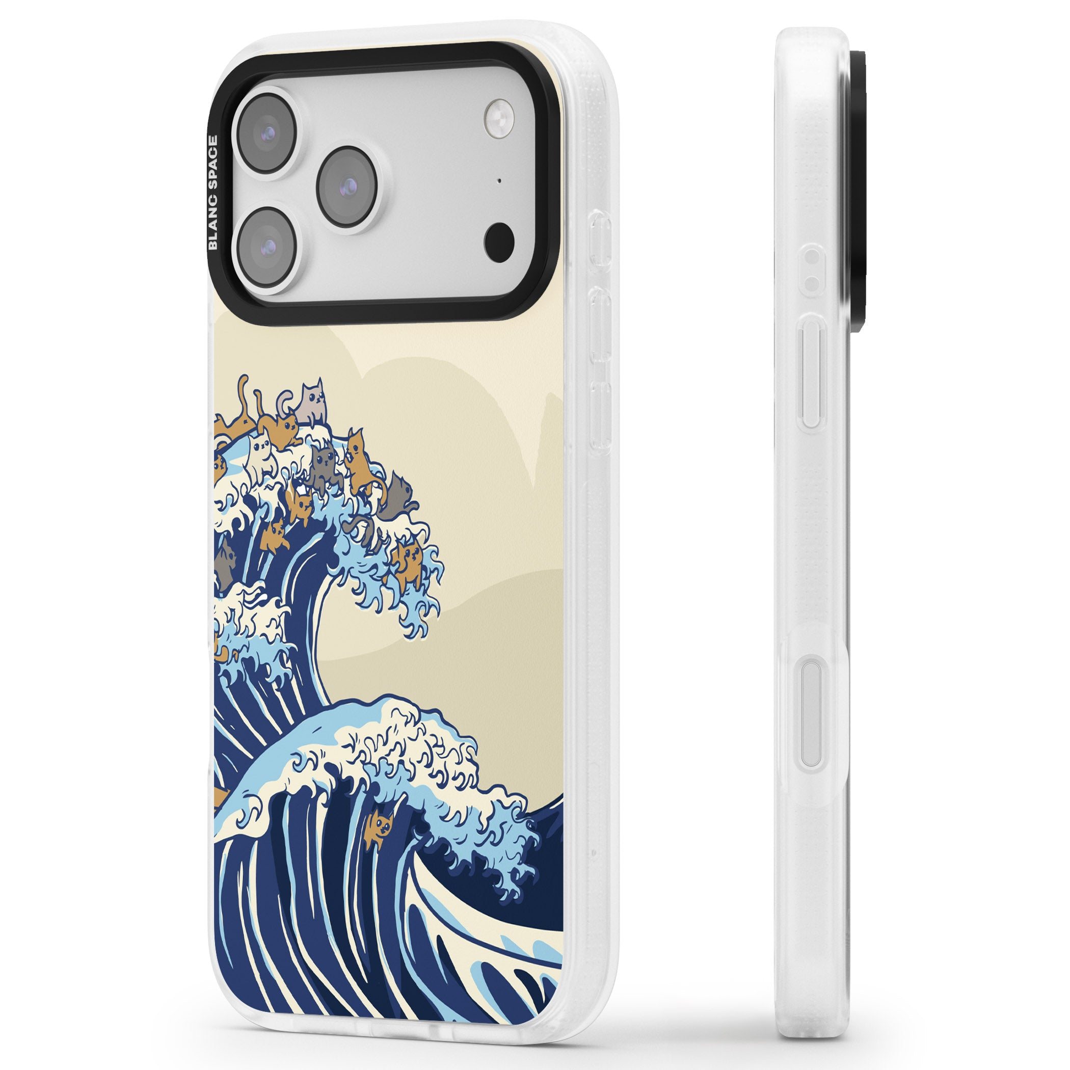The Great Cat Wave iPhone 17 Pro Impact Air Clear Phone Case Side Profile