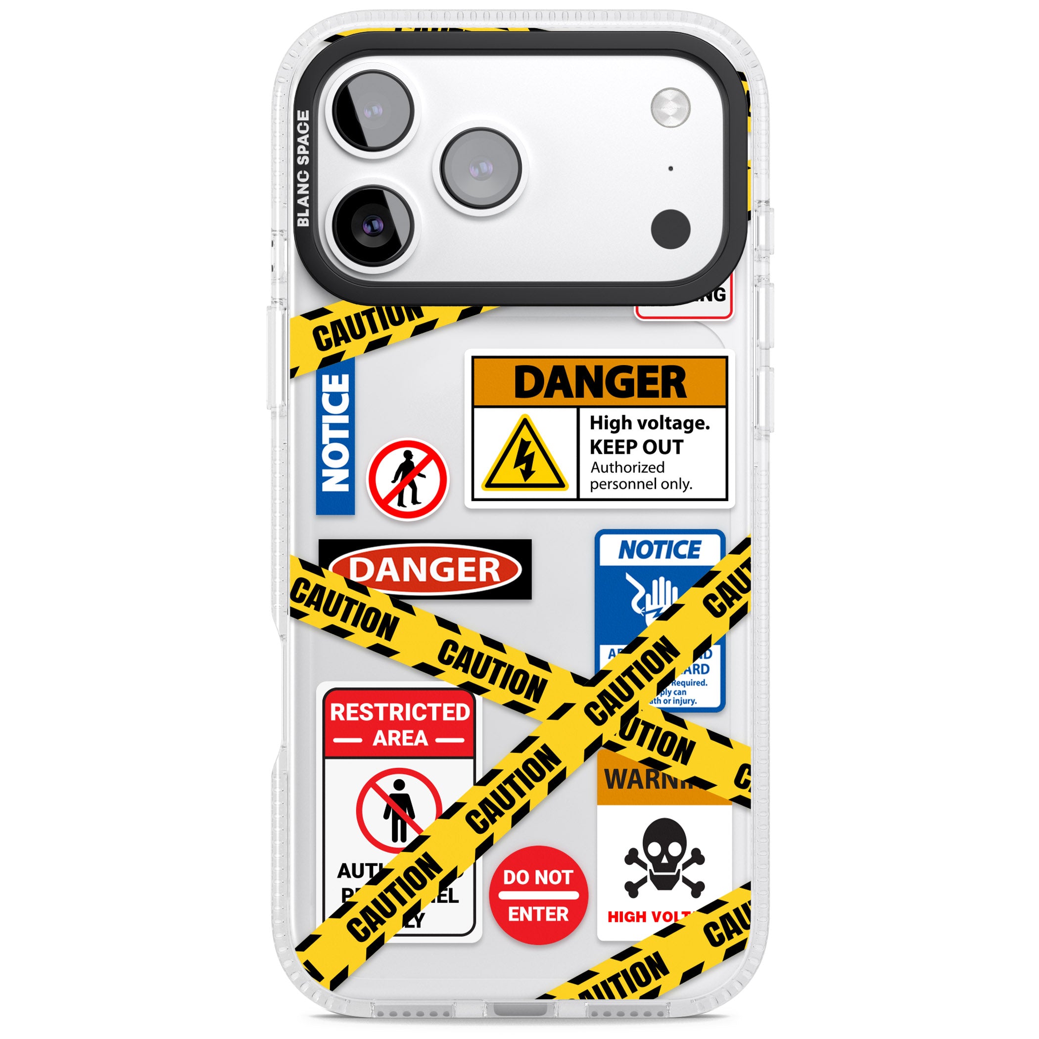 Caution Sign iPhone 17 Pro Impact Air Clear Phone Case