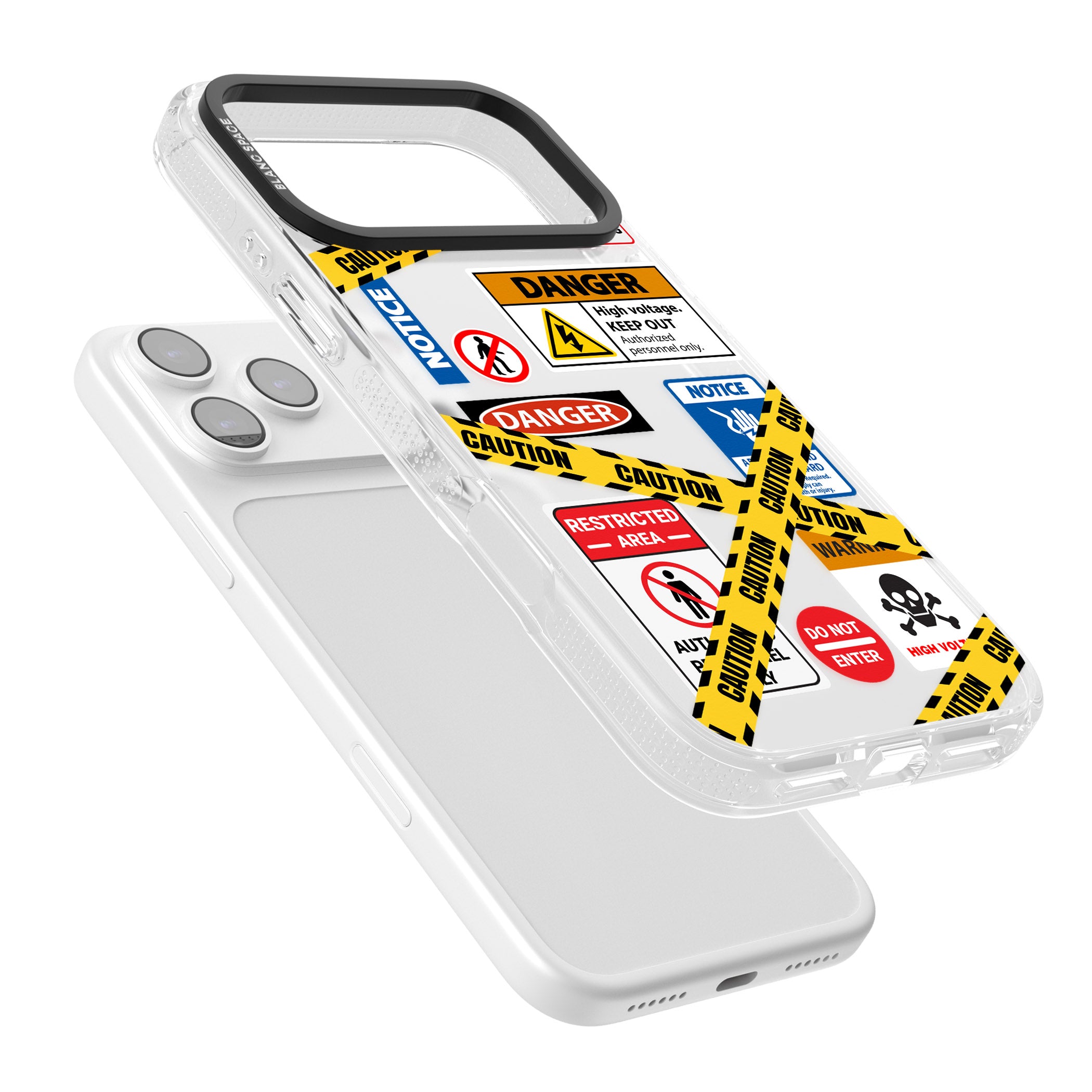Caution Sign iPhone 17 Pro Impact Air Clear Phone Case Colours