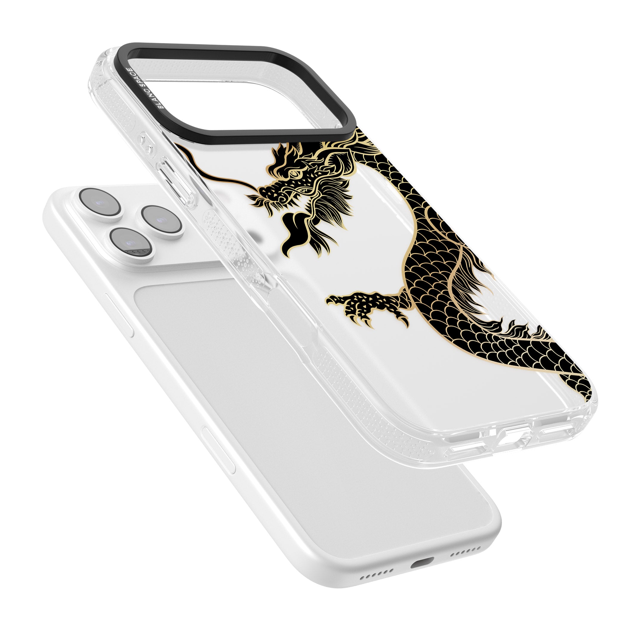 Large Black Dragon iPhone 17 Pro Impact Air Clear Phone Case Colours