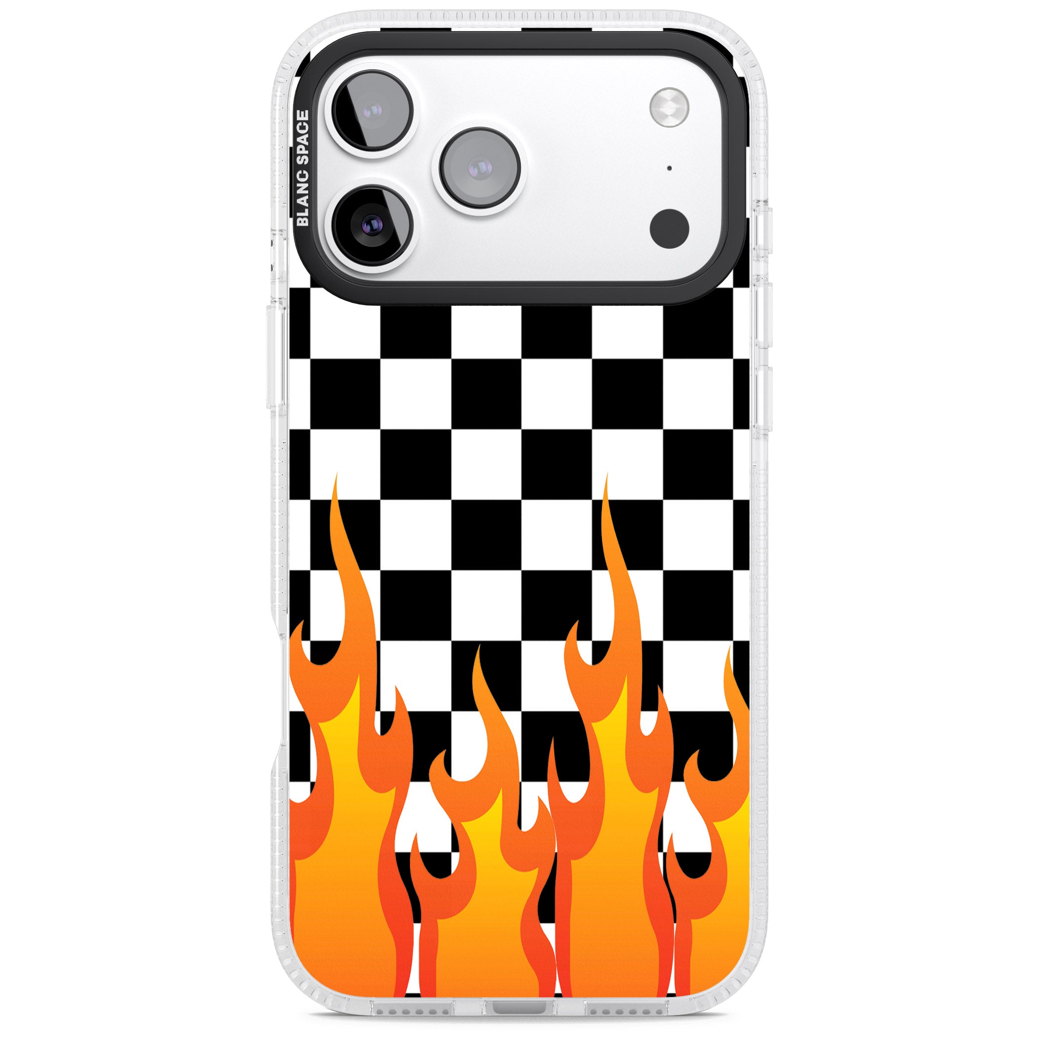 Checkered Fire iPhone 17 Pro Impact Air Clear Phone Case