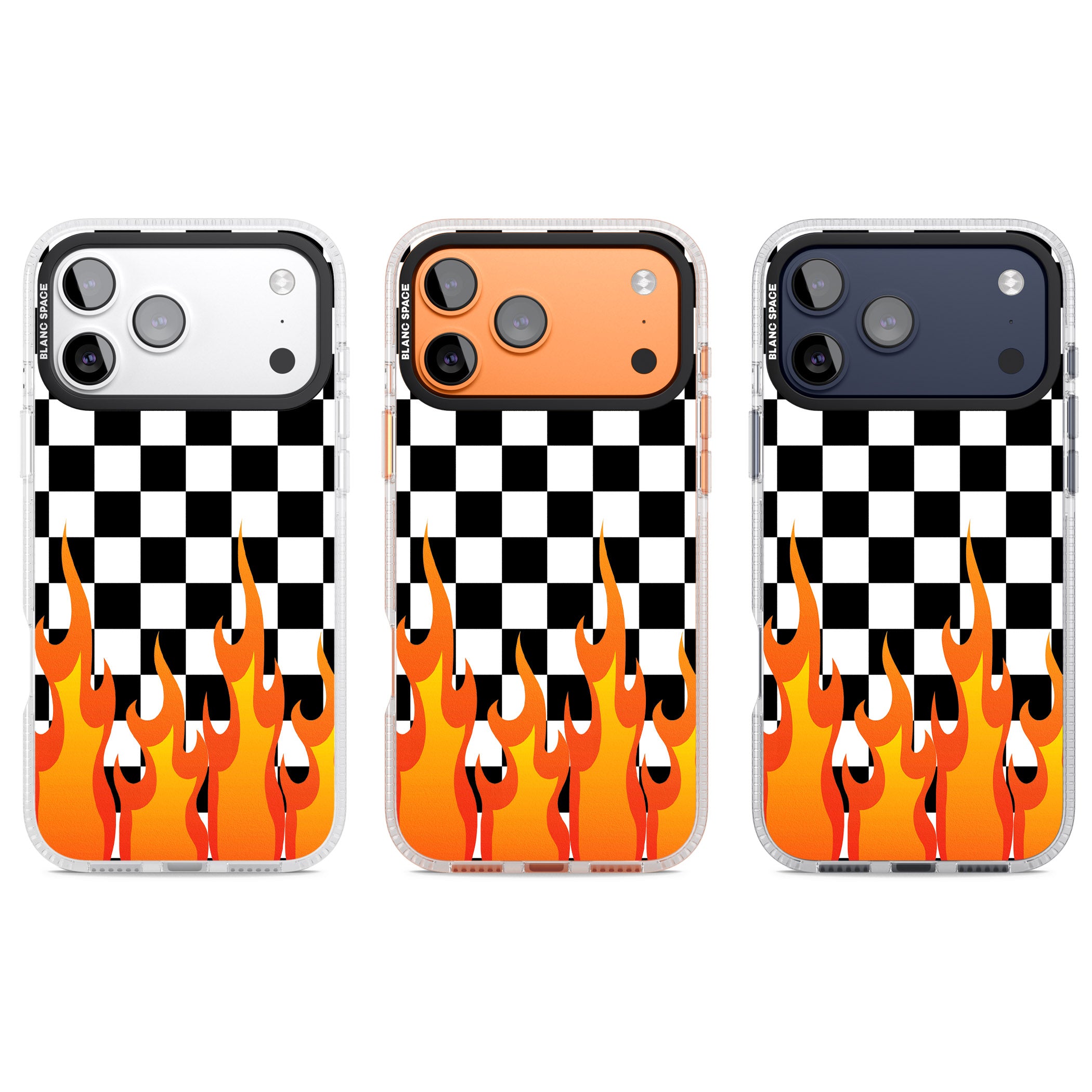 Checkered Fire iPhone 17 Pro Impact Air Clear Phone Case APT Impact Protection