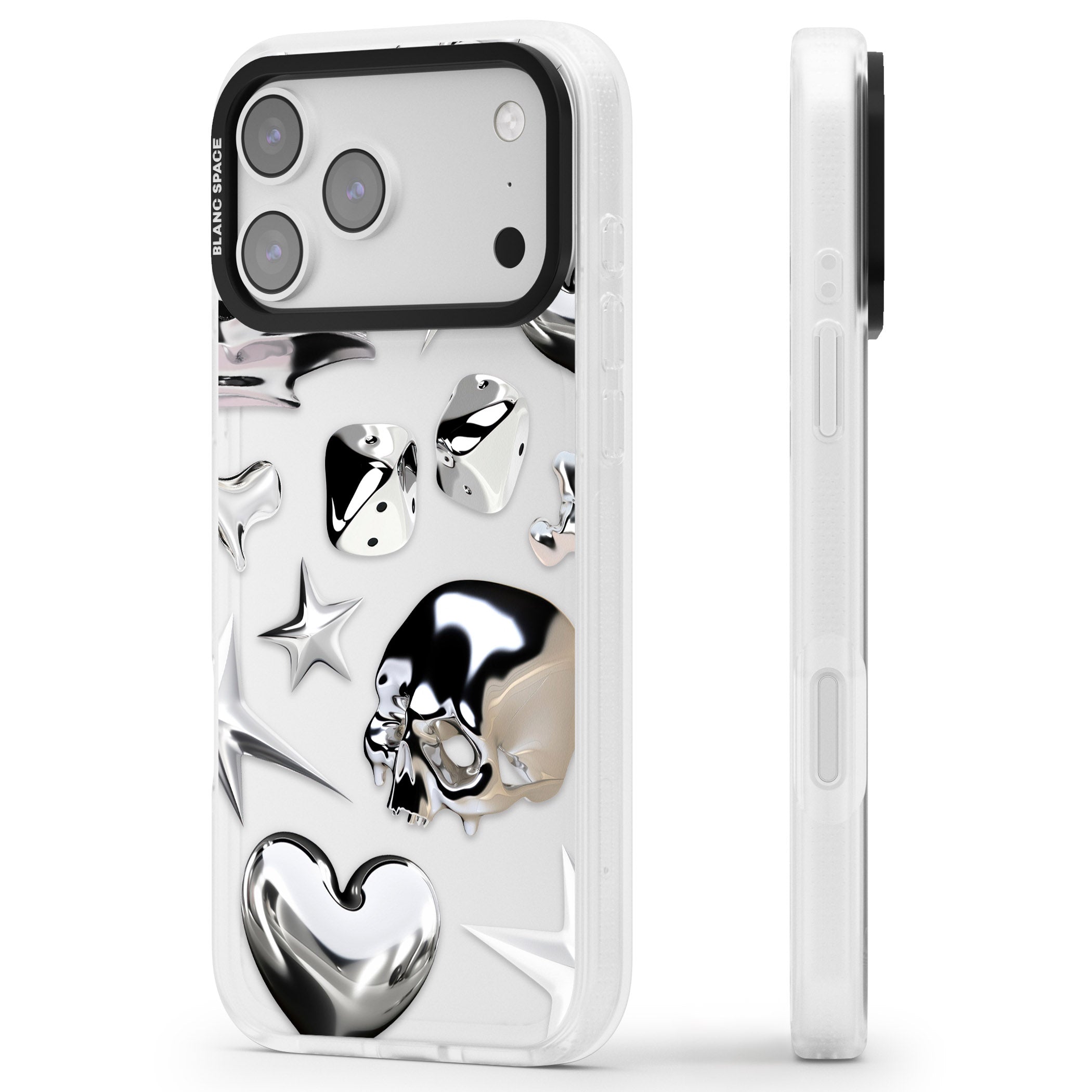 Chromed iPhone 17 Pro Impact Air Clear Phone Case Side Profile
