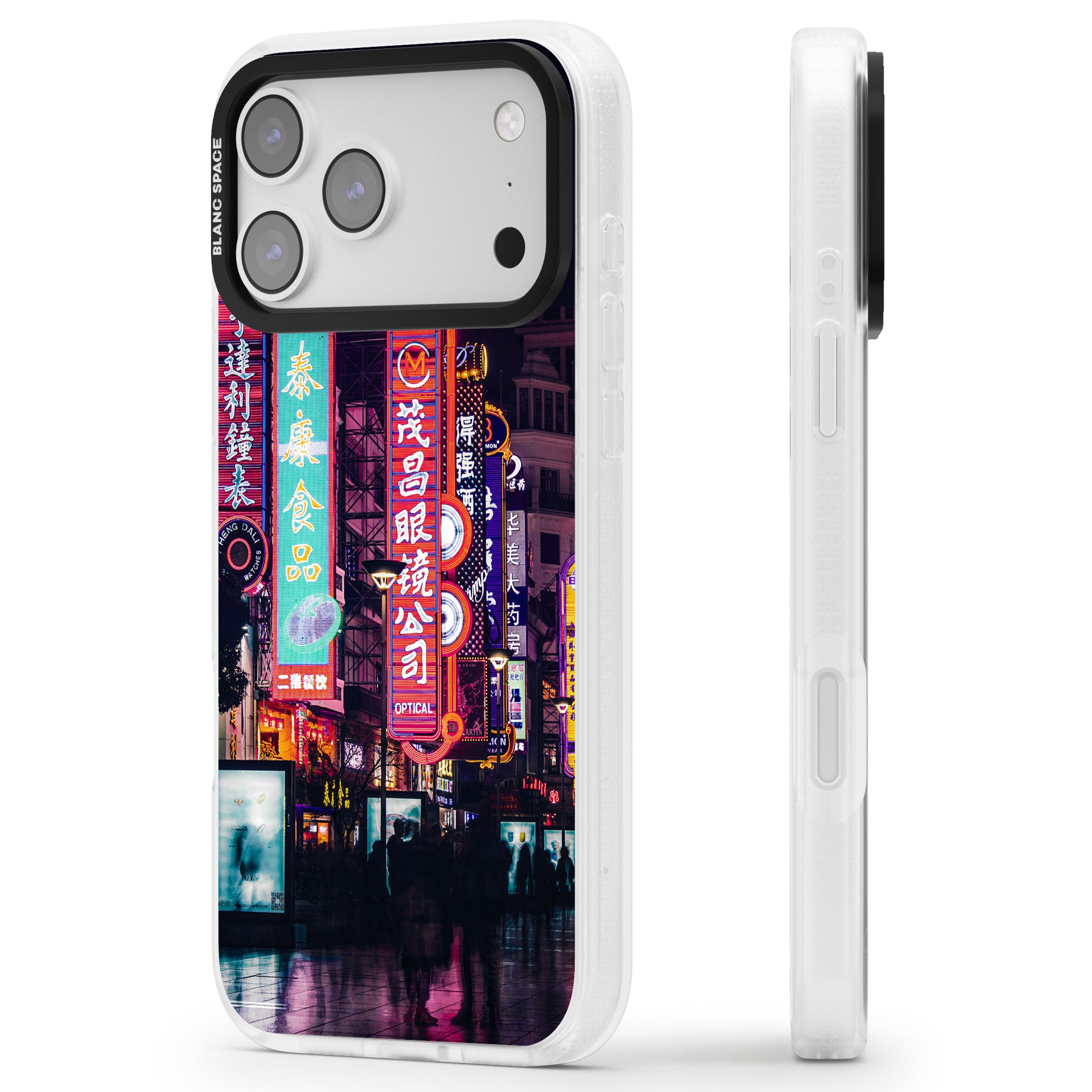 Neon Streets iPhone 17 Pro Impact Air Clear Phone Case Side Profile