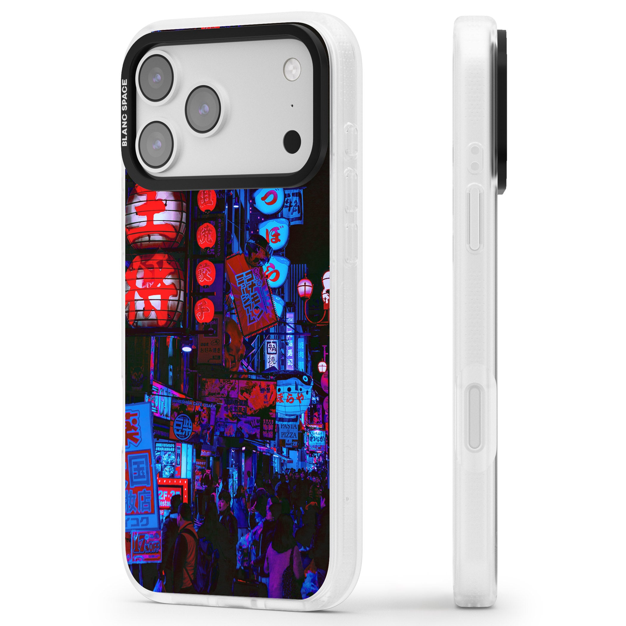 Neon City Nights iPhone 17 Pro Impact Air Clear Phone Case Side Profile