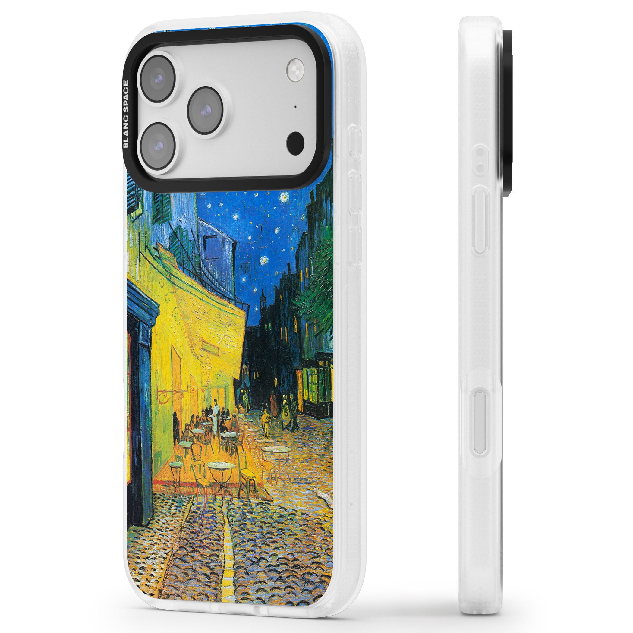 Café Terrace At Night iPhone 17 Pro Impact Air Clear Phone Case Side Profile