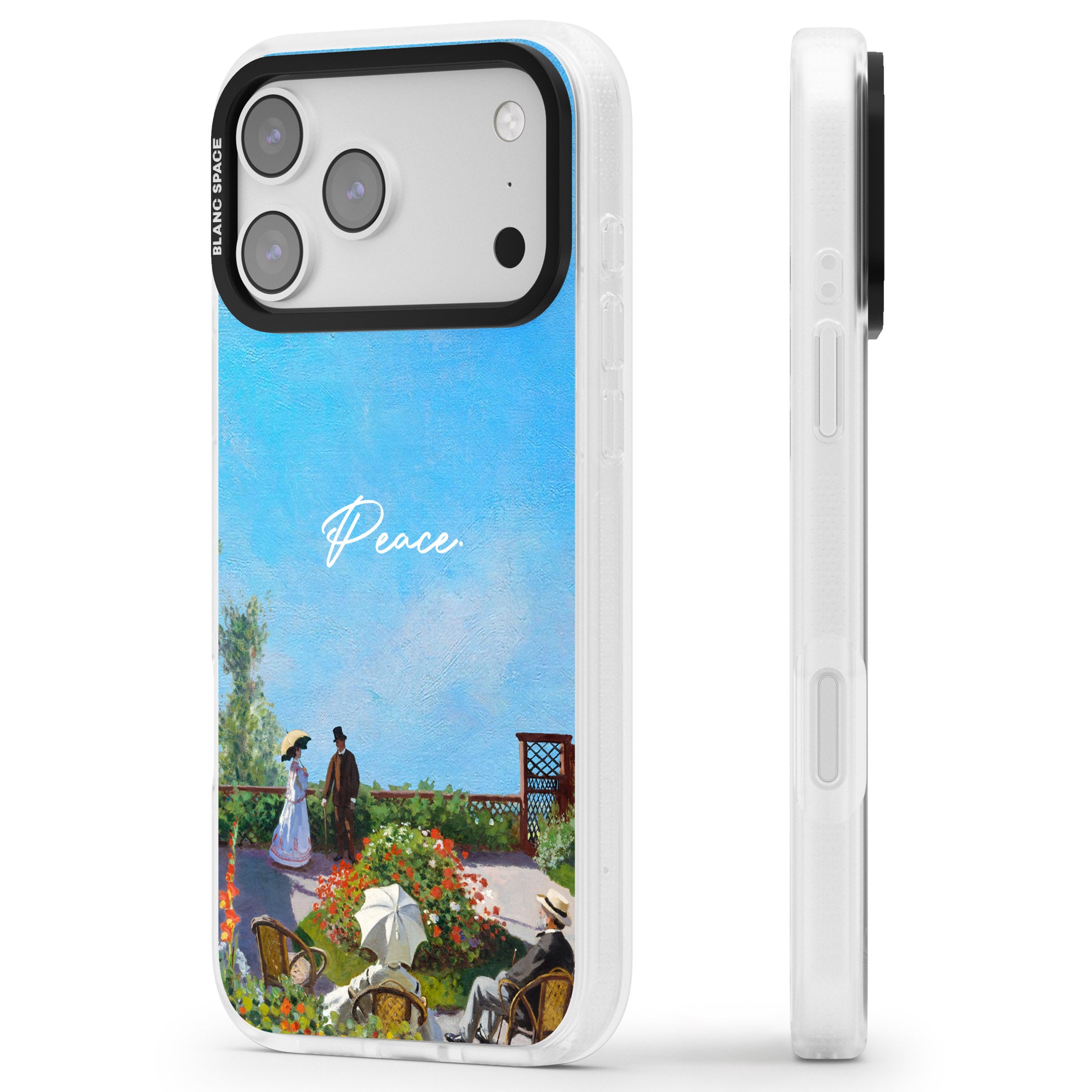 Monet Garden Terrace iPhone 17 Pro Impact Air Clear Phone Case Side Profile