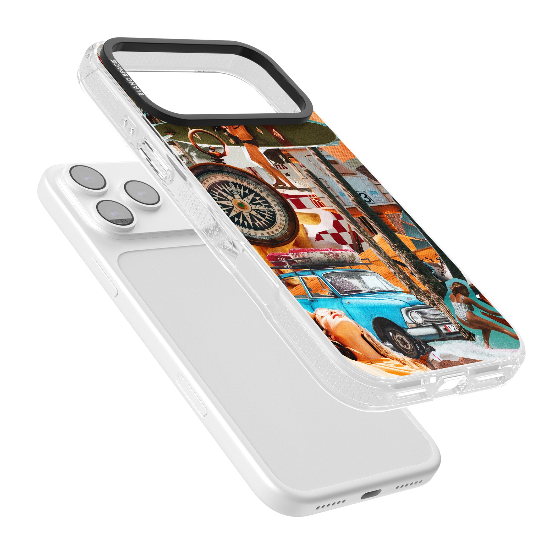 Vintage Collage: Road Trip iPhone 17 Pro Impact Air Clear Phone Case Colours