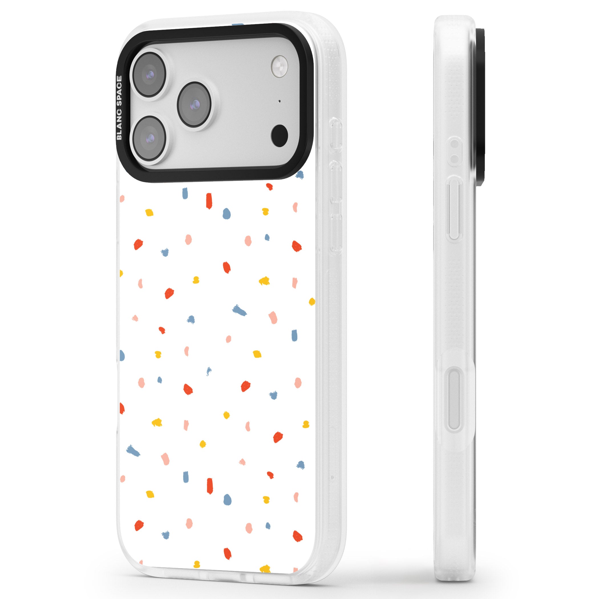 Confetti Speckle iPhone 17 Pro Impact Air Clear Phone Case Side Profile