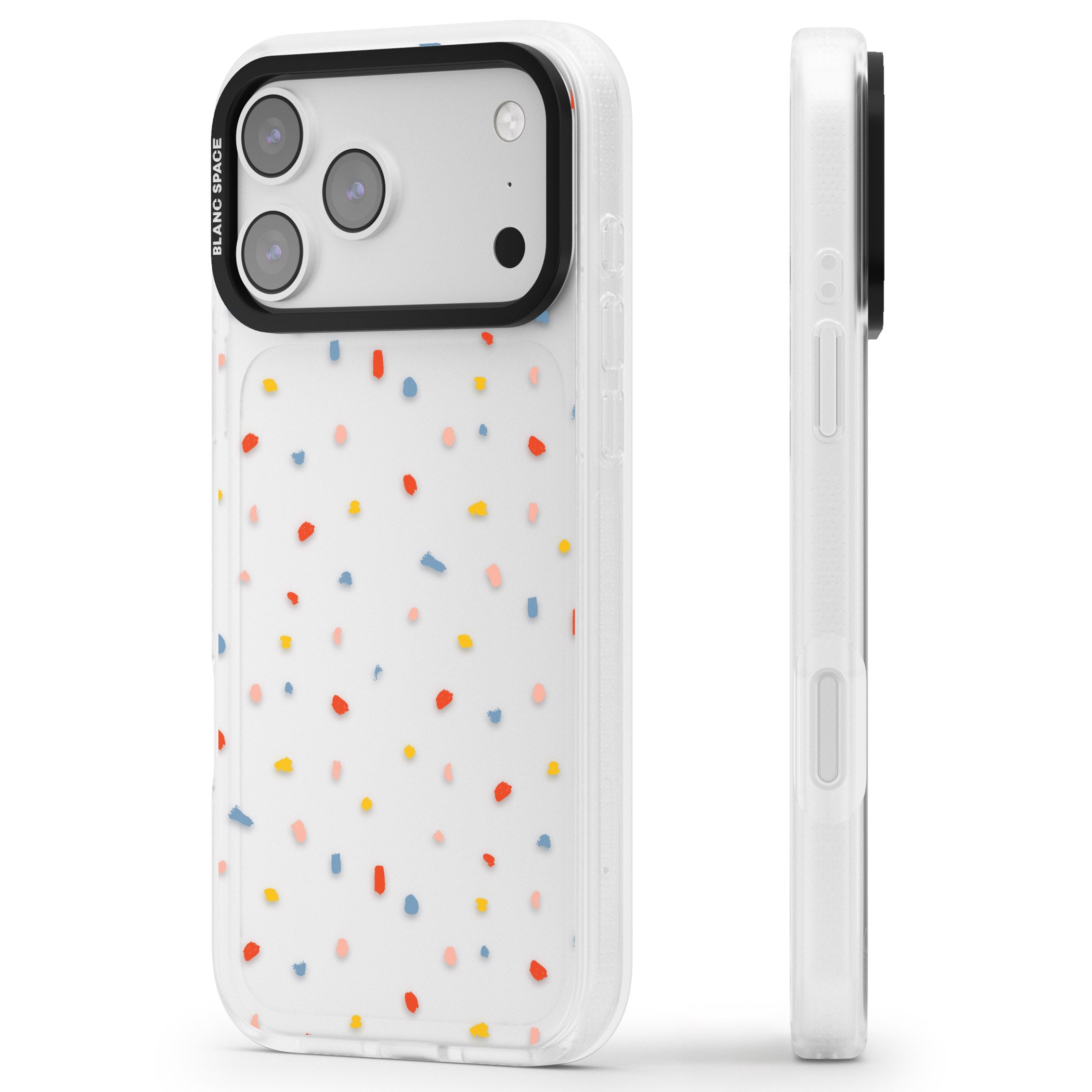 Small Confetti iPhone 17 Pro Impact Air Clear Phone Case Side Profile