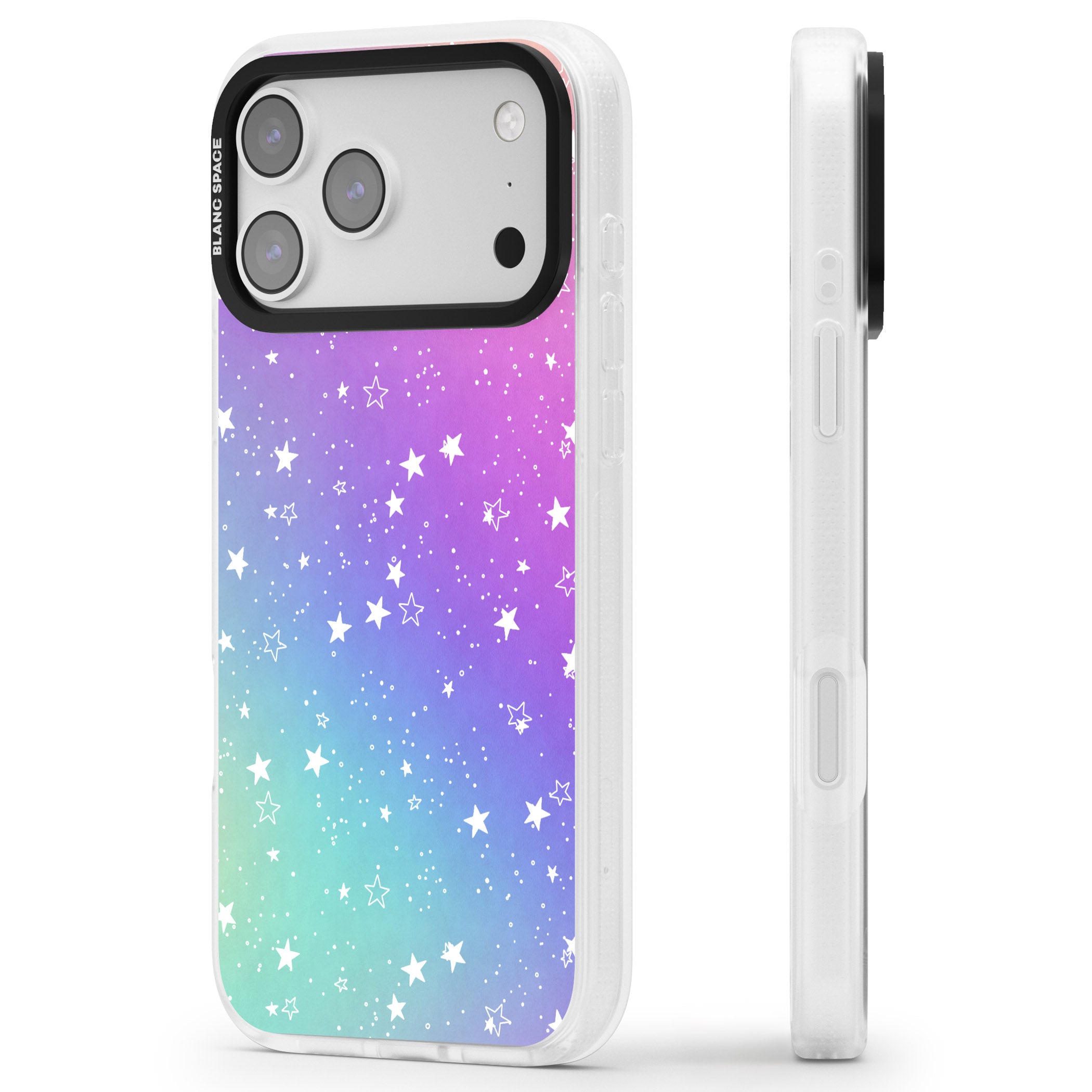 Pastel Starry Sky iPhone 17 Pro Impact Air Clear Phone Case Side Profile