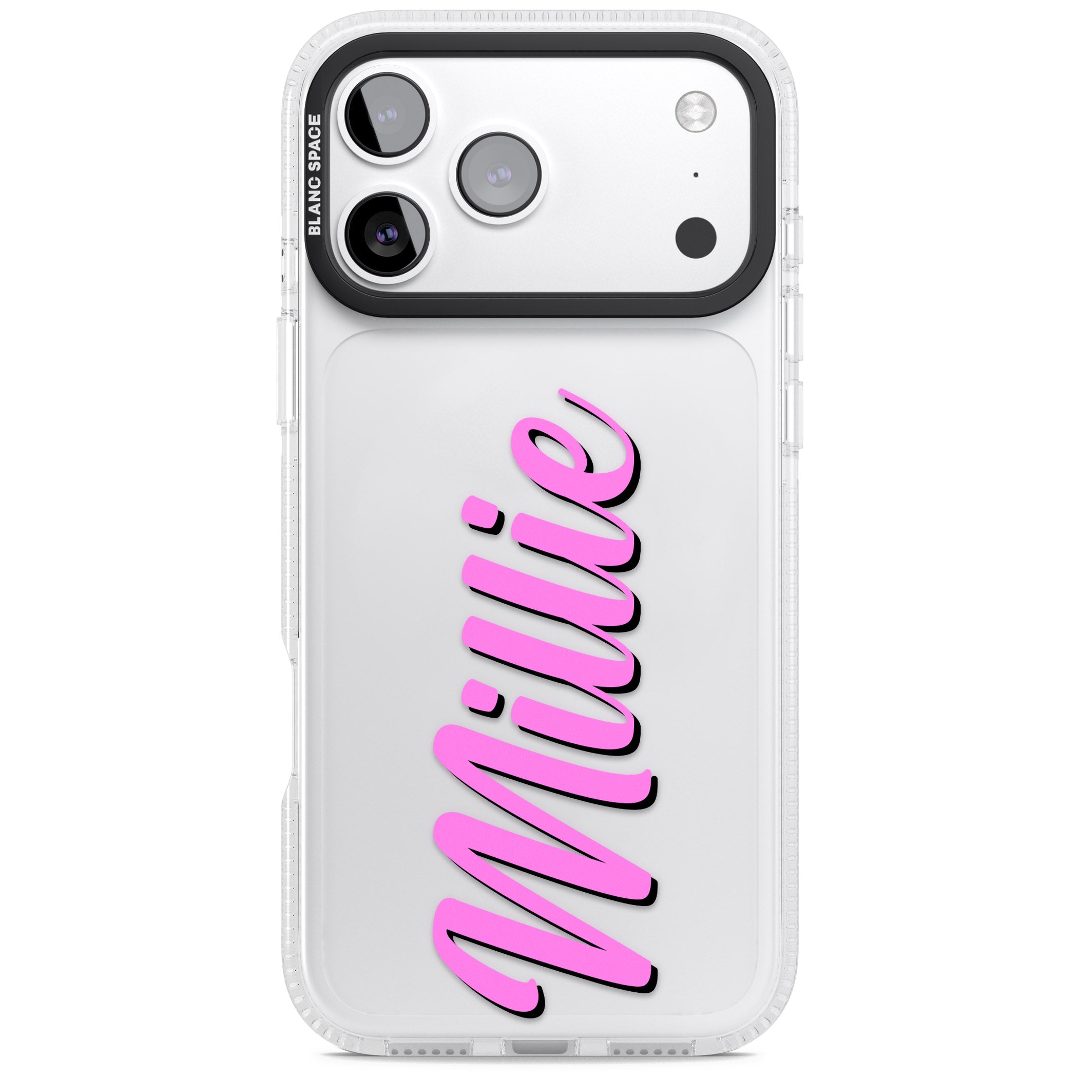 Personalised Cute Vertical Name iPhone 17 Pro Impact Air Clear Phone Case