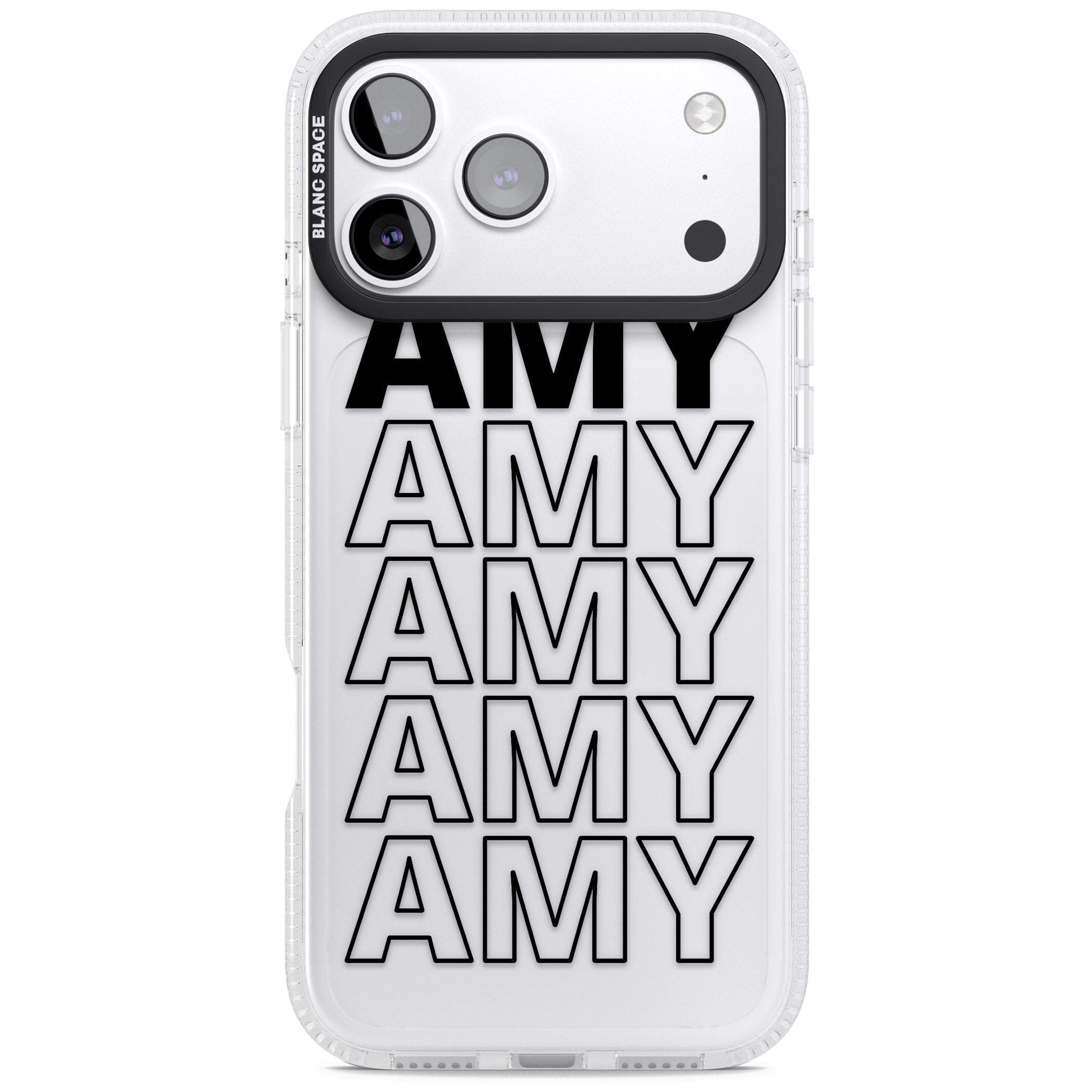 Personalised Bold Name Repetition iPhone 17 Pro Max Impact Air Clear Phone Case