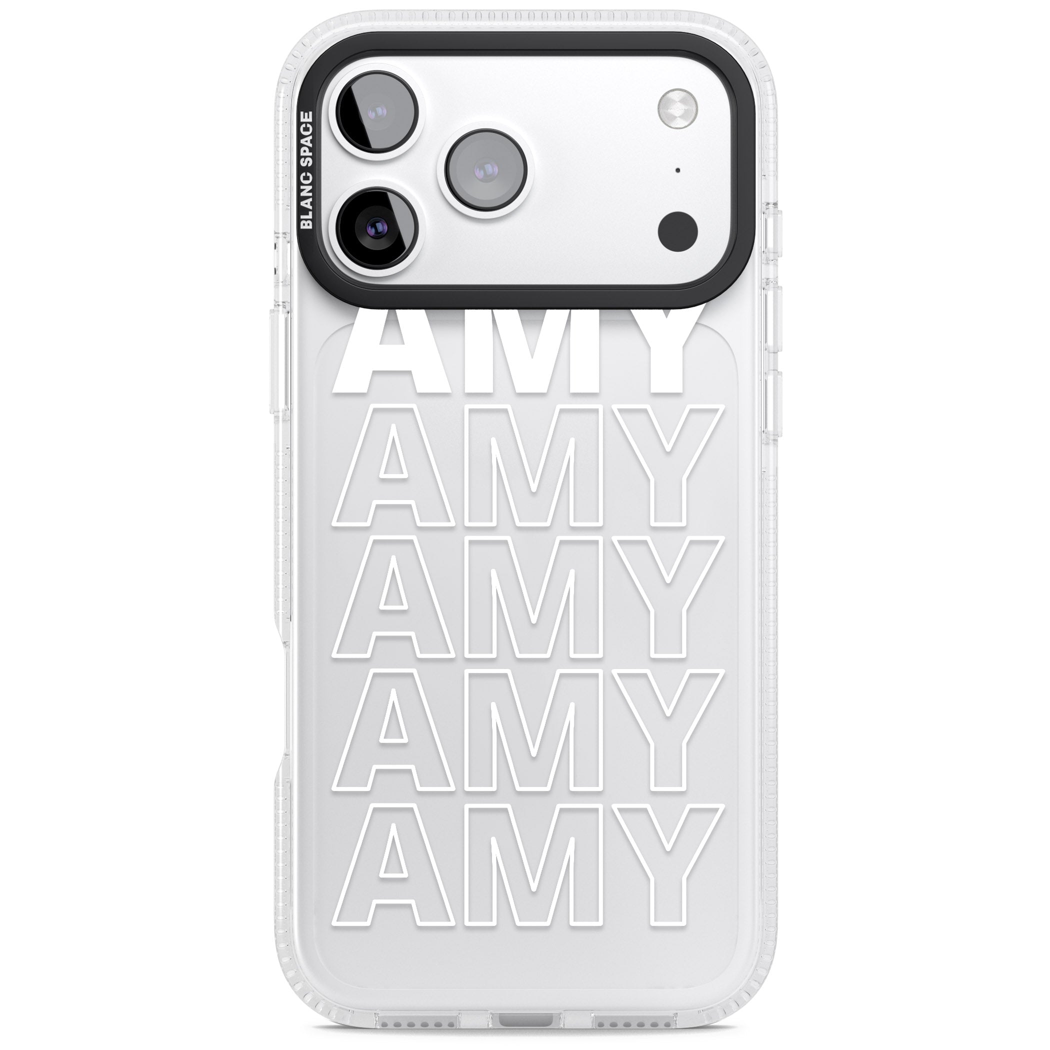 Personalised Bold Name Repeated iPhone 17 Pro Max Impact Air Clear Phone Case