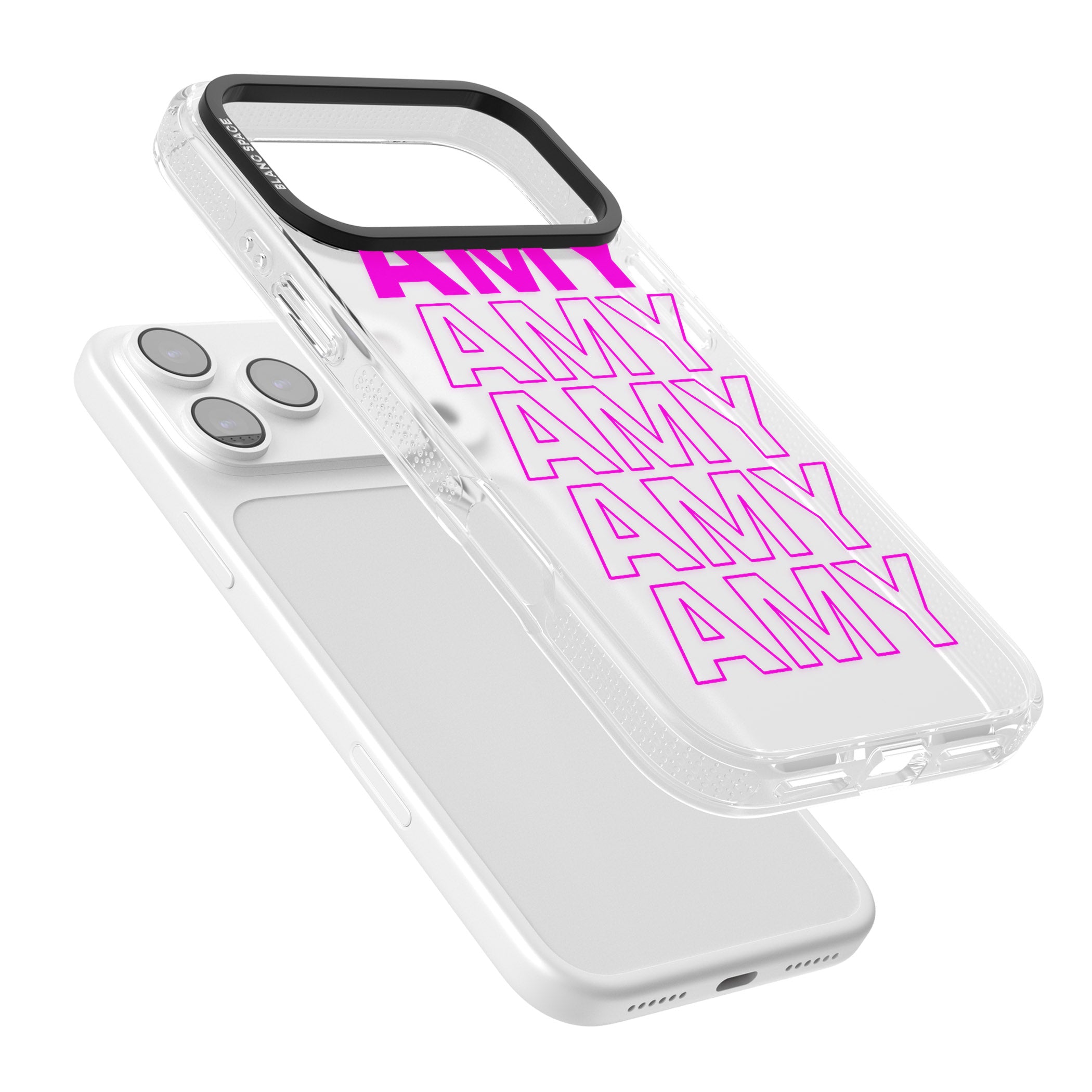 Personalised Bold Repeated Name iPhone 17 Pro Max Impact Air Clear Phone Case Colours