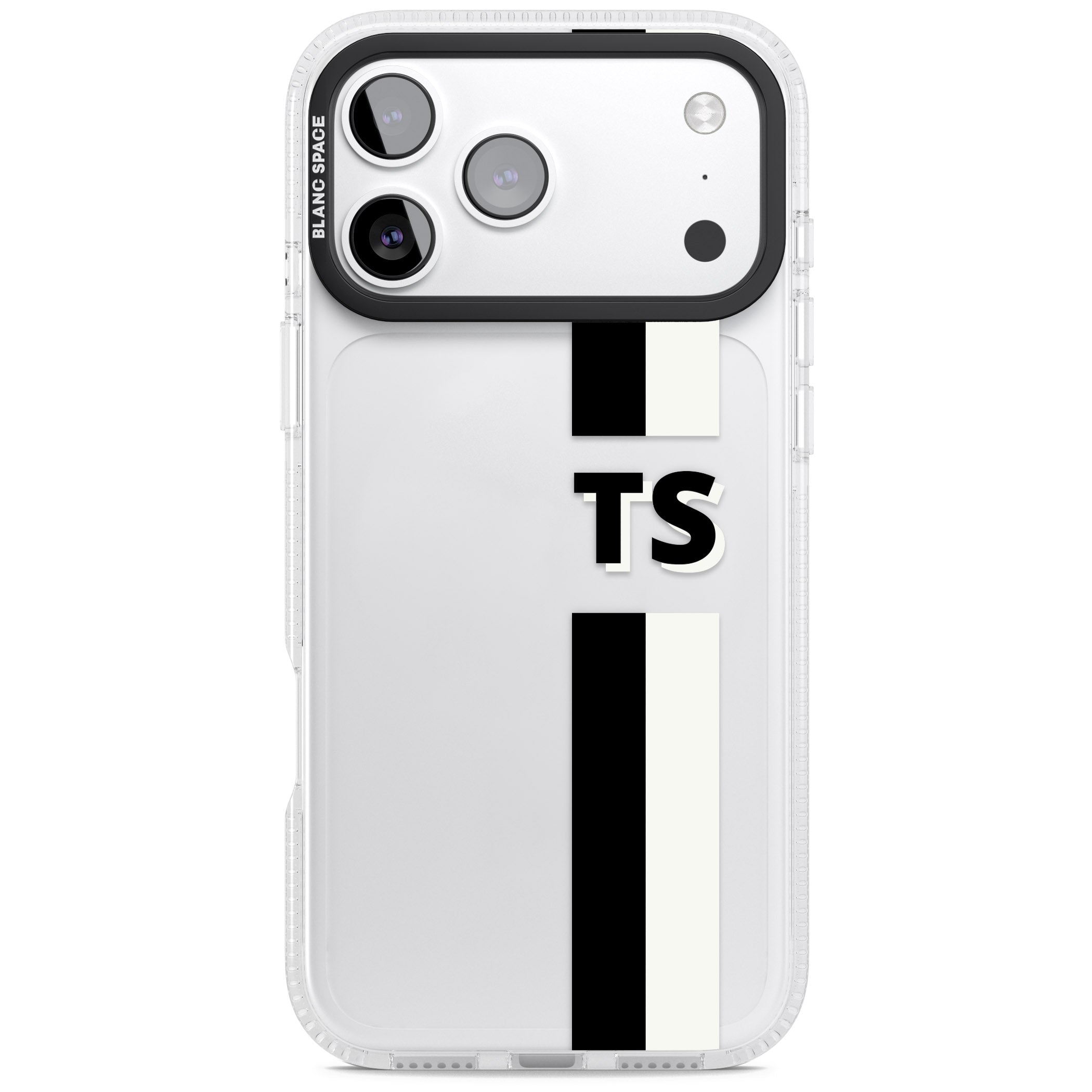 Personalised Black And White Stripe iPhone 17 Pro Max Impact Air Clear Phone Case